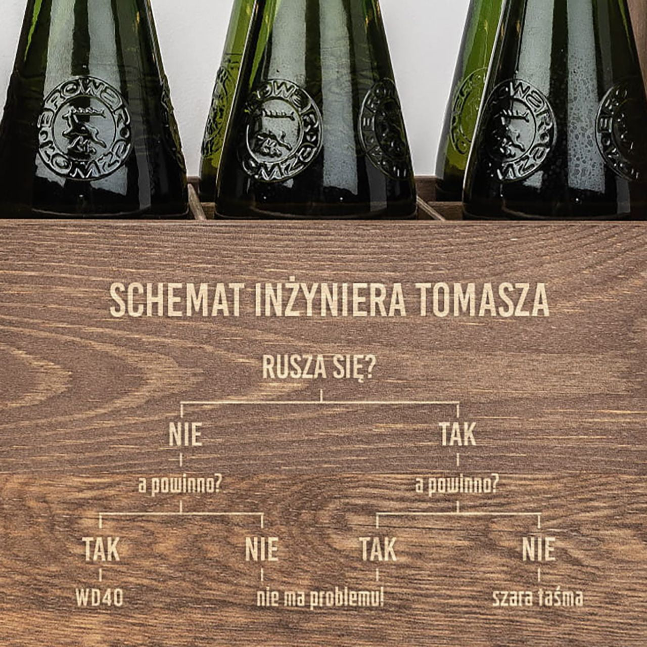 Nosidełko na piwo z grawerem - prezent dla inżyniera prezent dla mężczyzny nosidło do piwa gadżet dla inżyniera