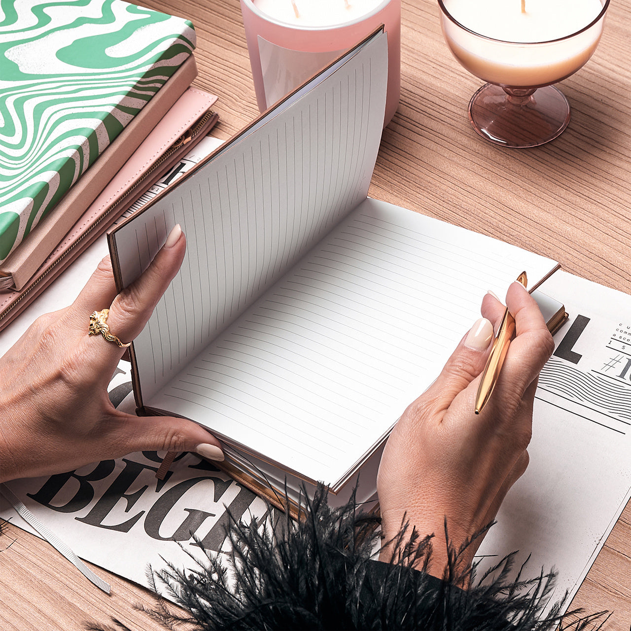 Notes ze złotymi brzegami - prezent dla koleżanki z biura personalizowany notes prezent do biura 