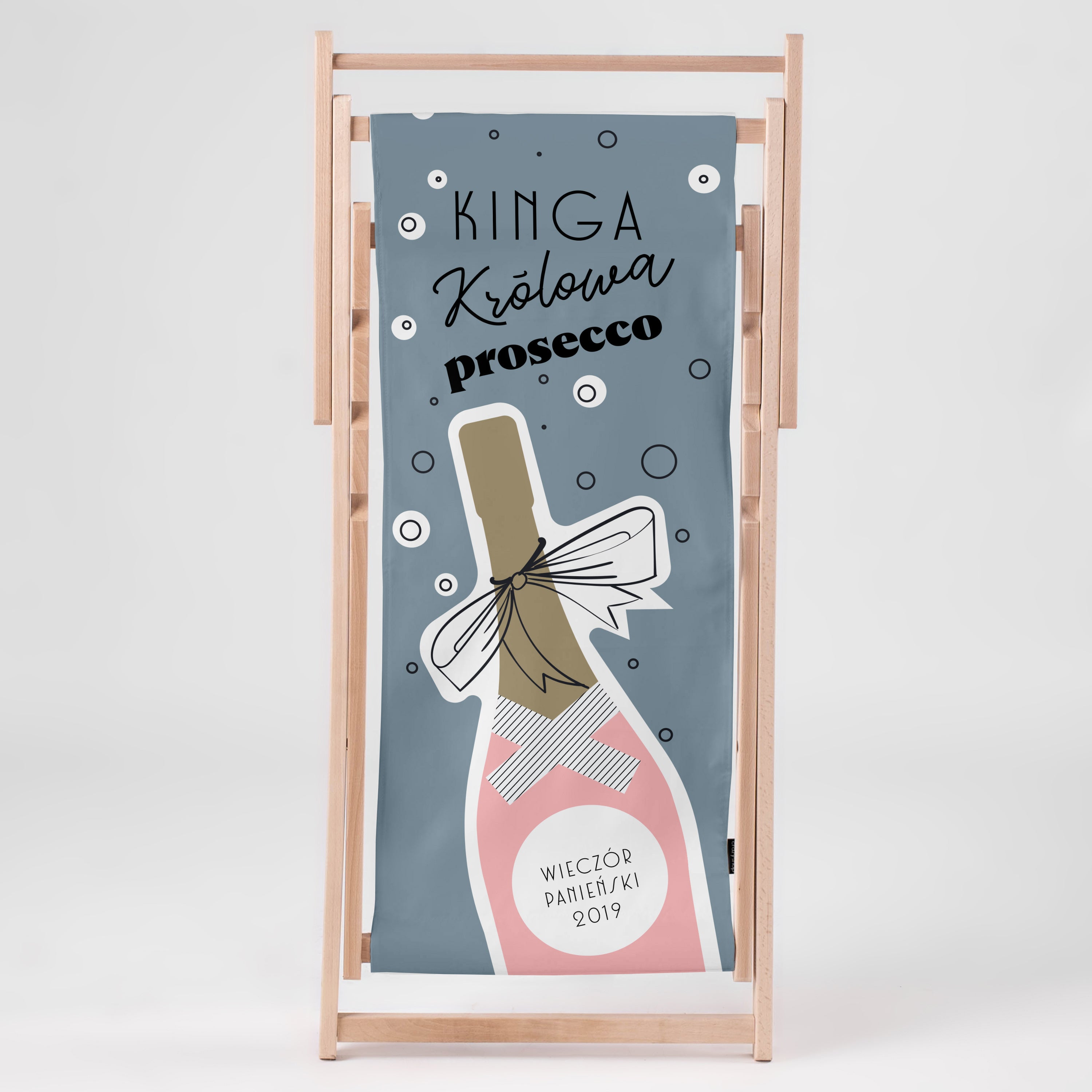 Personalizowany leżak dla miłośniczki prosecco prezent dla przyjaciółki leżak personalizowany