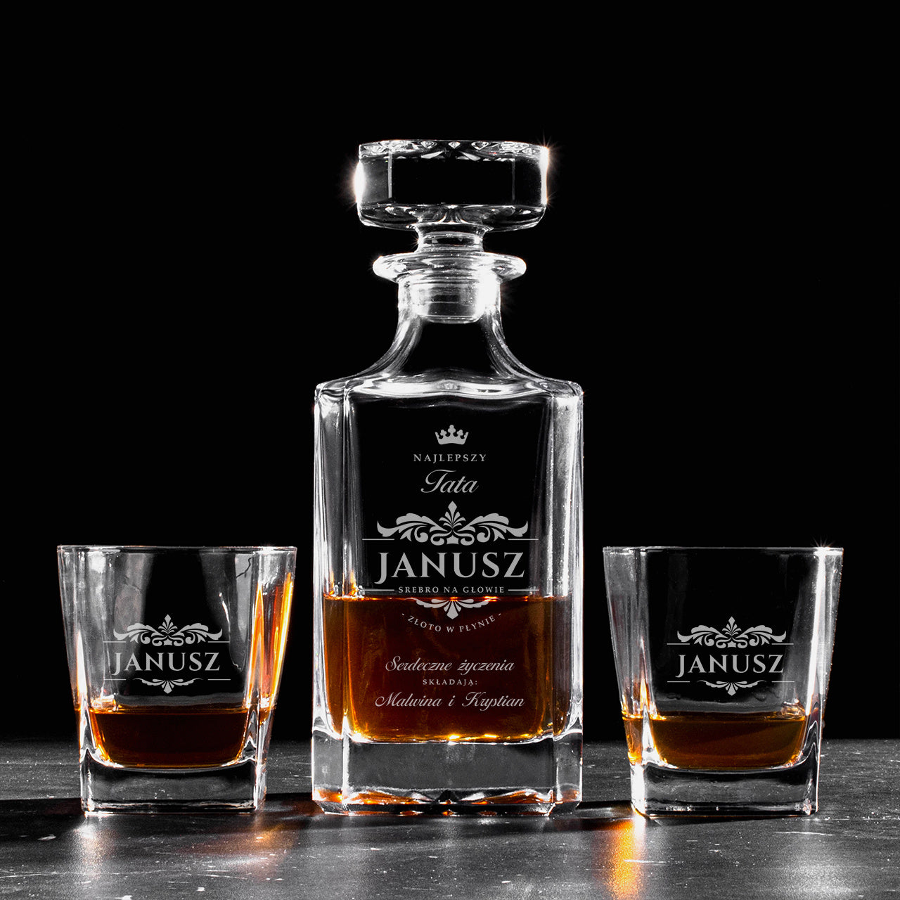 Karafka i szklanki do whisky - zestaw prezentowy dla taty