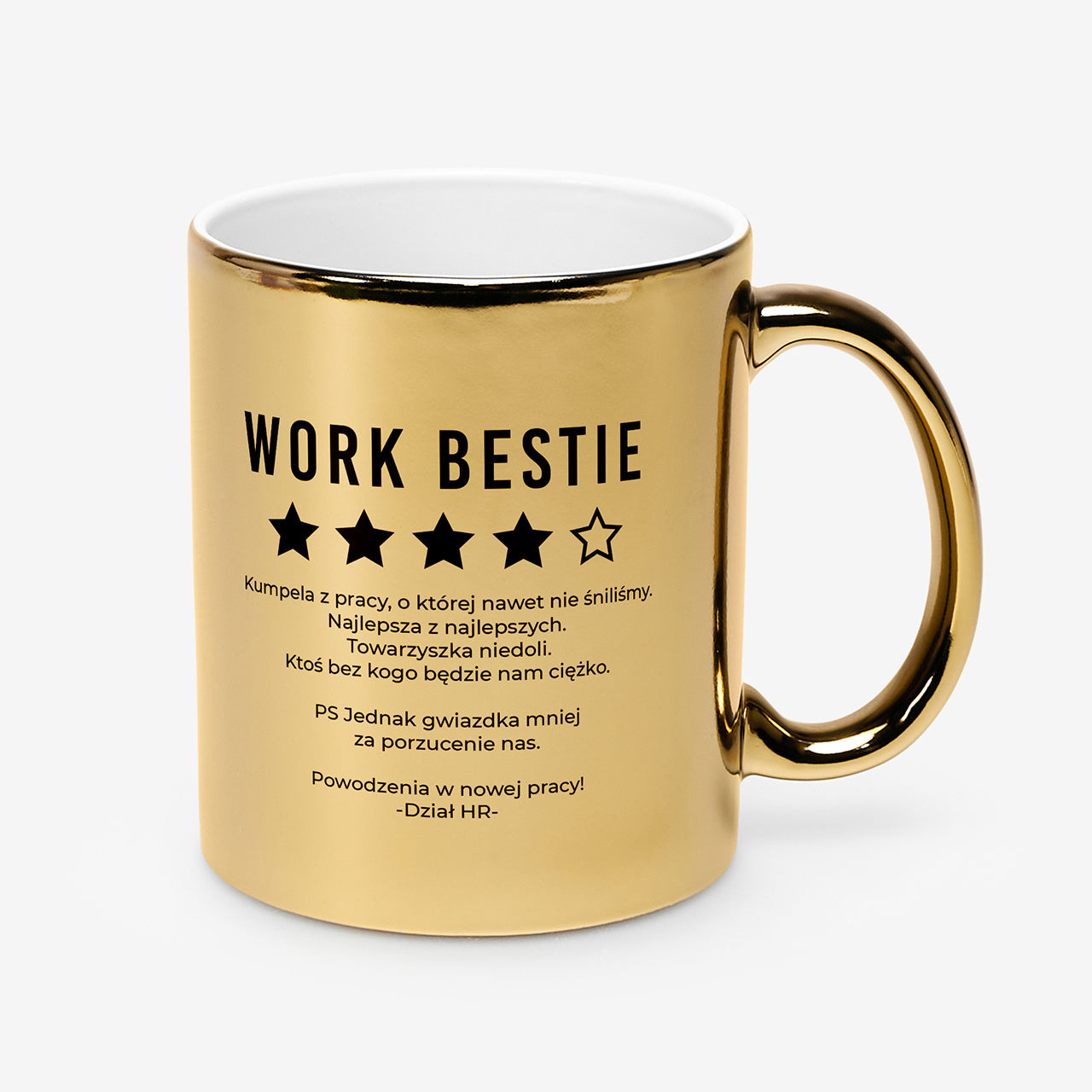 Personalizowany złoty kubek - Work Bestie - upominek na odejście z pracy upominek dla koleżanki z pracy