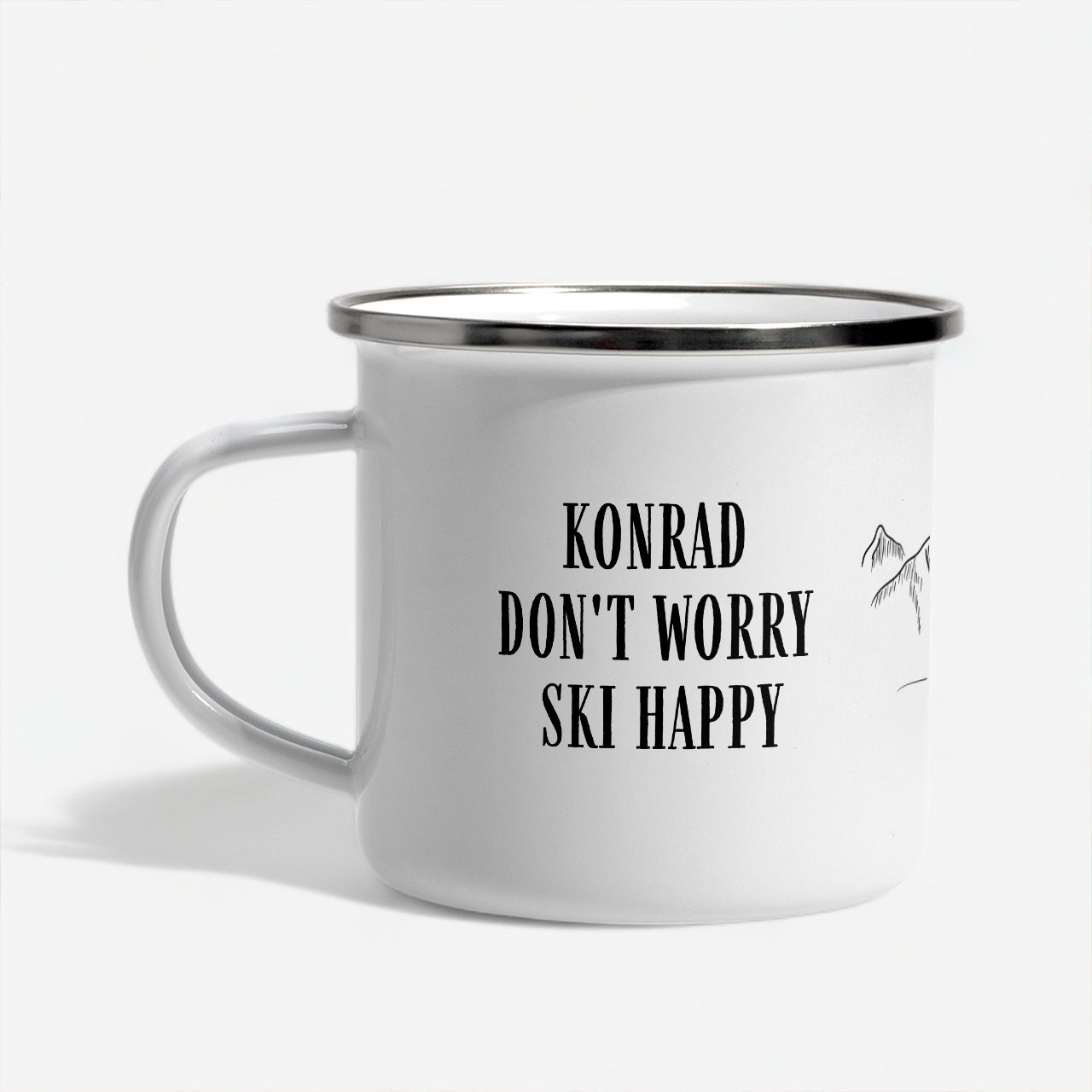 Emaliowany kubek dla narciarza