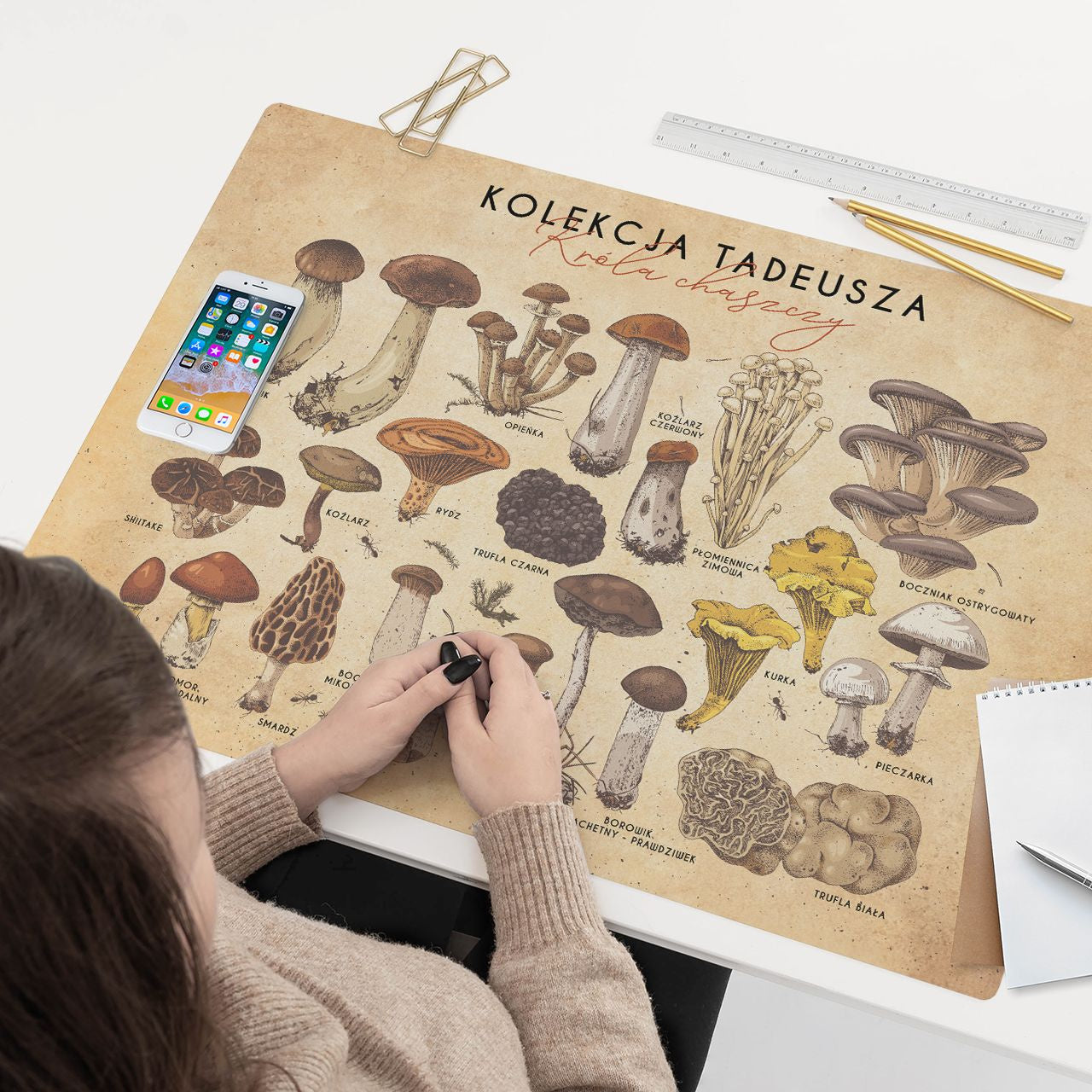 Personalizowana mata na biurko dla grzybiarza