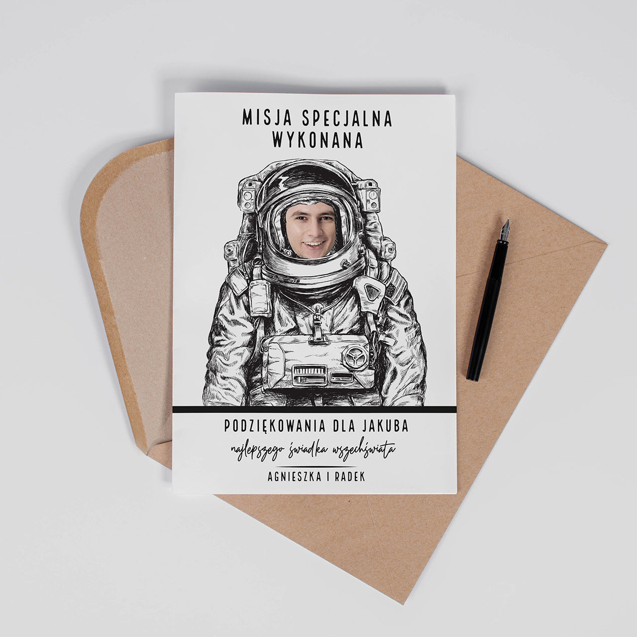Kartka XXL dla świadka ze zdjęciem kartka personalizowana prezent dla świadka oryginalna kartka ze zdjęciem