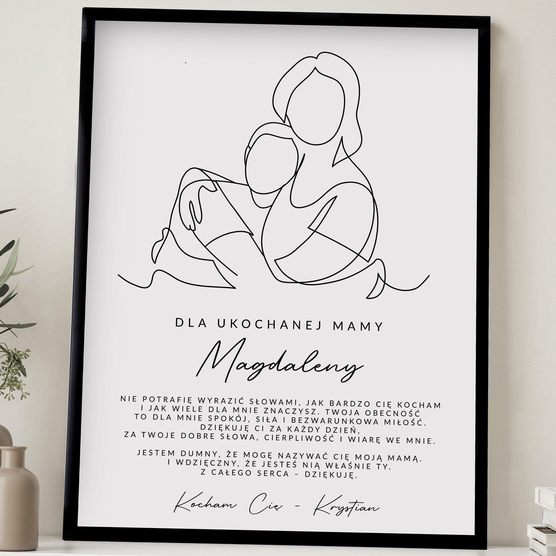 Personalizowany plakat - prezent na Dzień Mamy od syna plakat dla mamy wyjątkowy prezent dla mamy