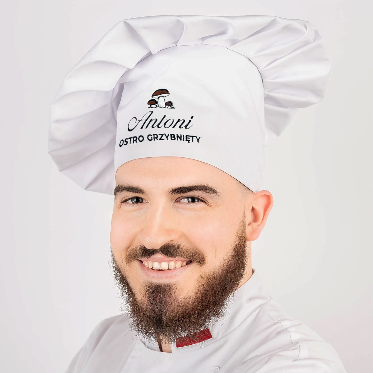 Imienna czapka kucharska dla grzybiarza prezent dla kucharza prezent dla grzybiarza czapka personalizowana
