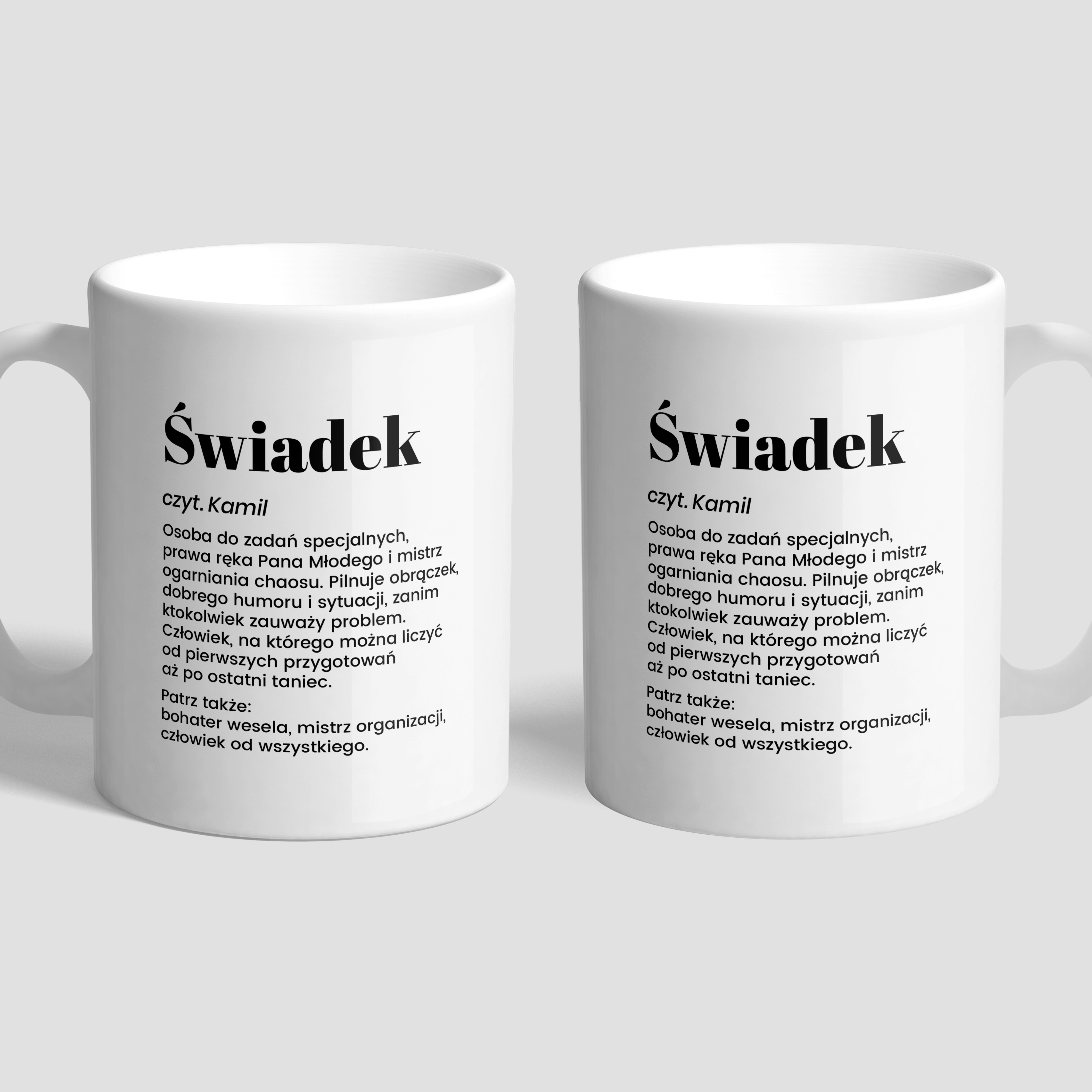 Personalizowany kubek dla świadka - definicja