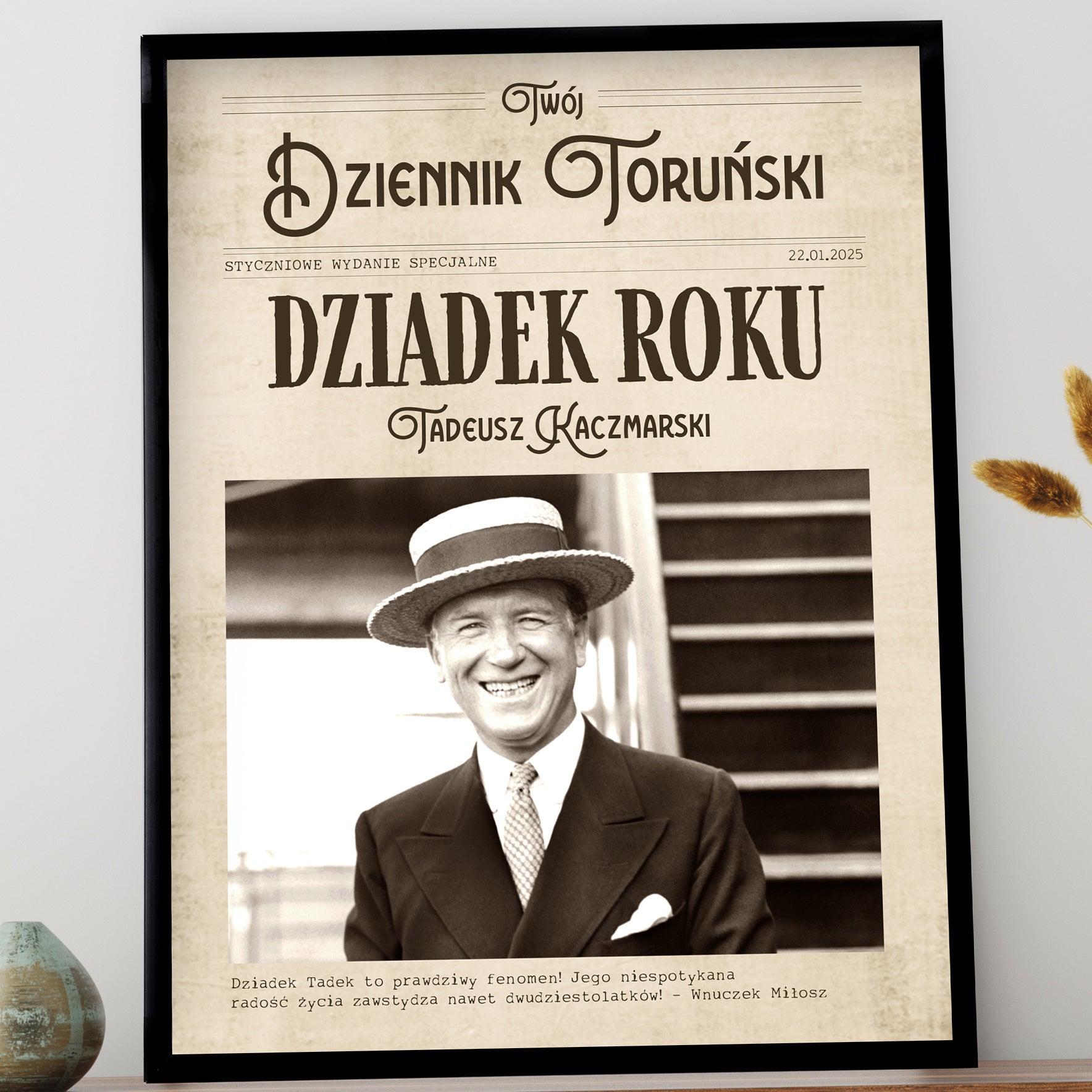 Plakat dla dziadka - Dziadek Roku prezent na Dzień Dziadka plakat ze zdjęciem prezent dla dziadka na urodziny
