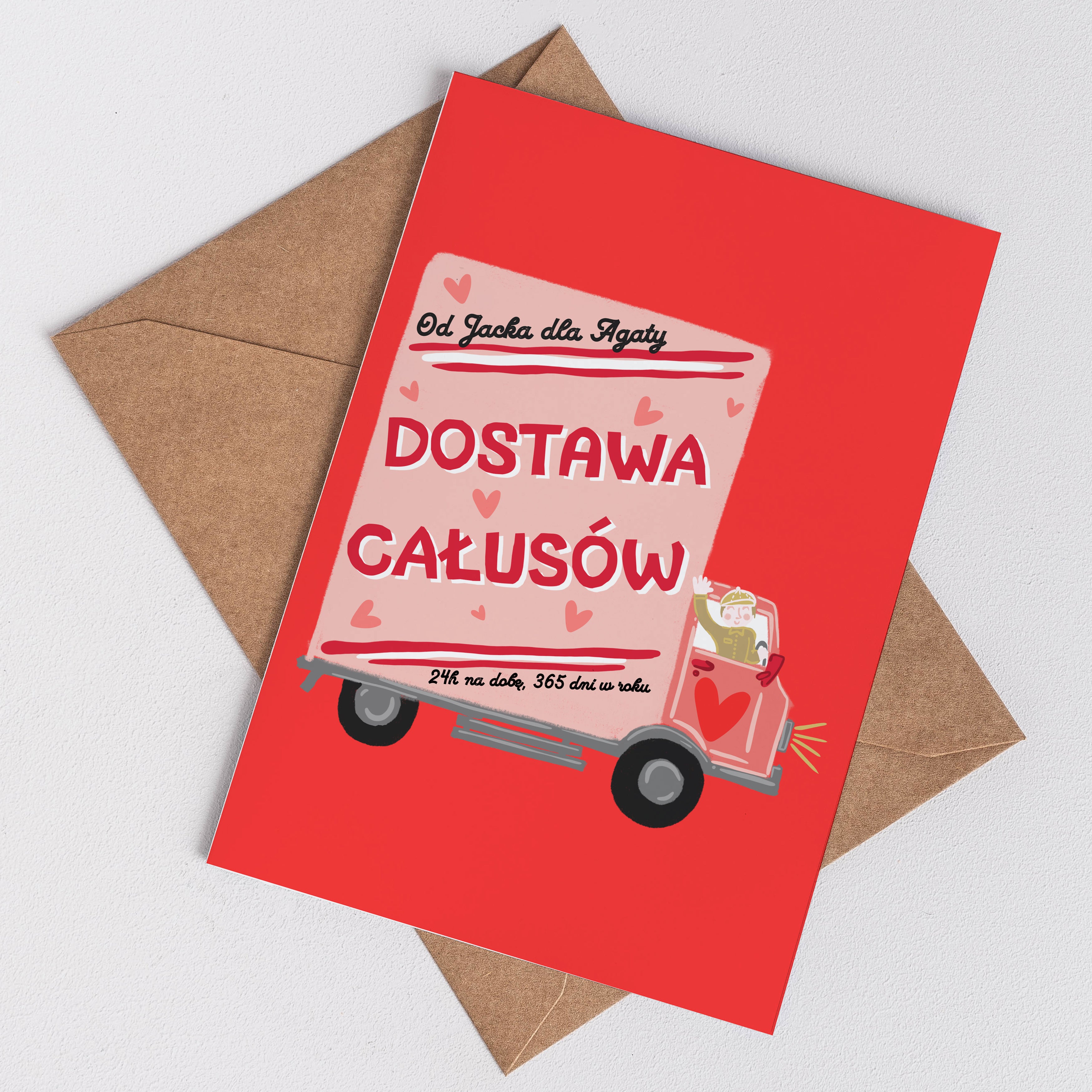 Walentynkowa kartka personalizowana - całusy