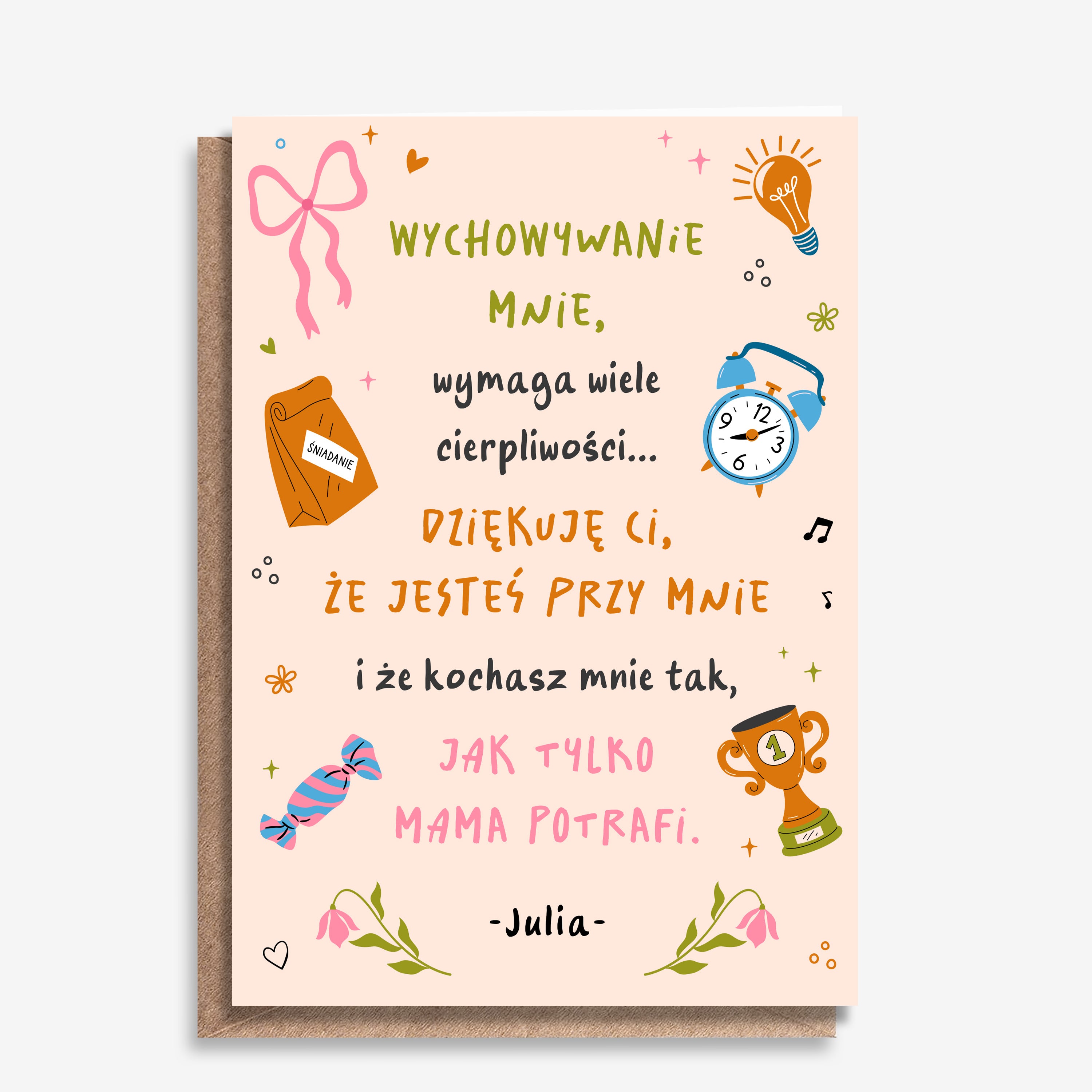 Personalizowana kartka - upominek dla przybranej mamy kartka dla przybranej mamy upominek na Dzień Matki 