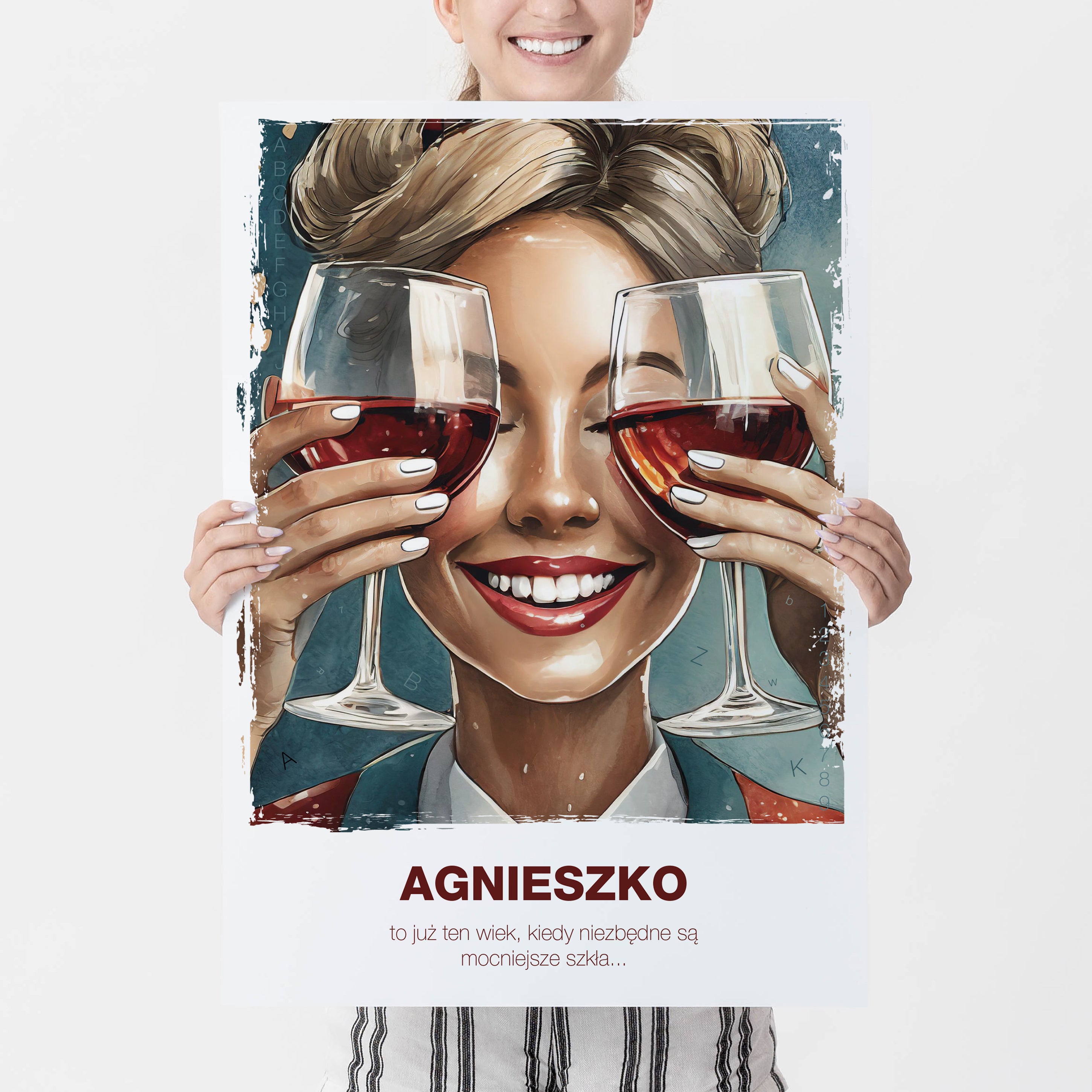 Plakat dla przyjaciółki - Mocne Szkła - prezent dla miłośniczki wina