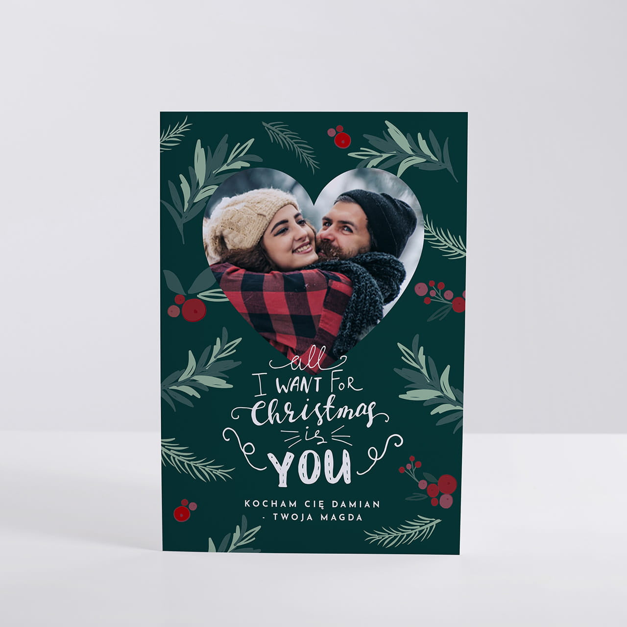Kartka świąteczna ze zdjęciem - all i want for christmas życzenia świąteczne prezent na święta