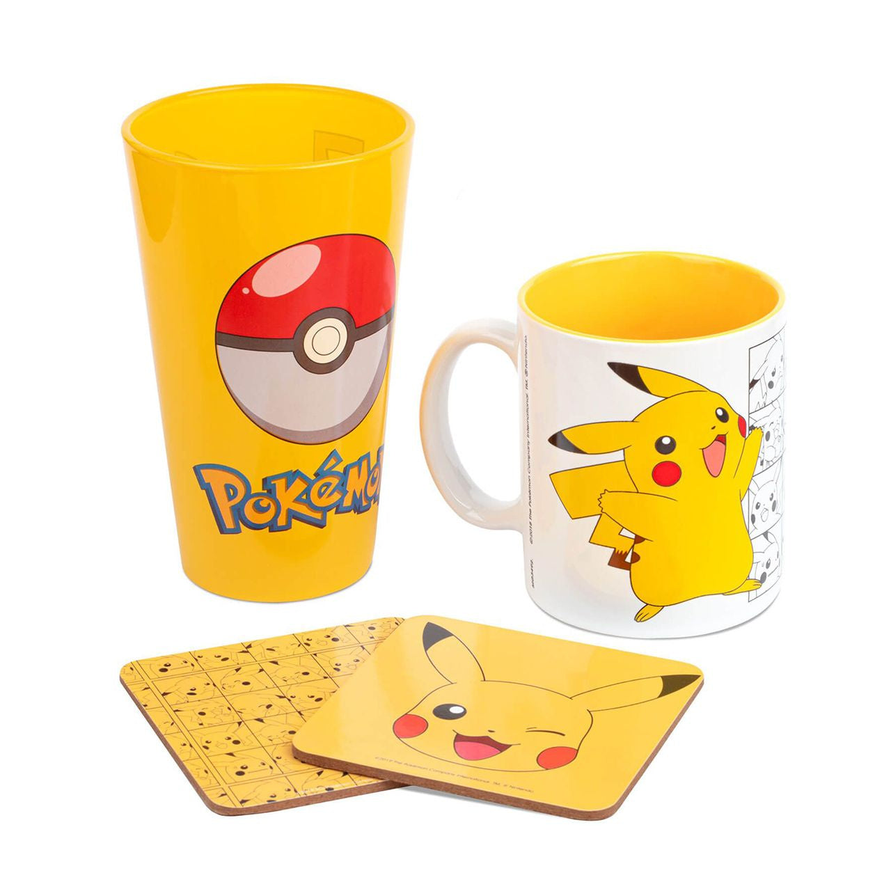 Szklanka i kubek Pokemon zestaw prezentowy z podkładkami