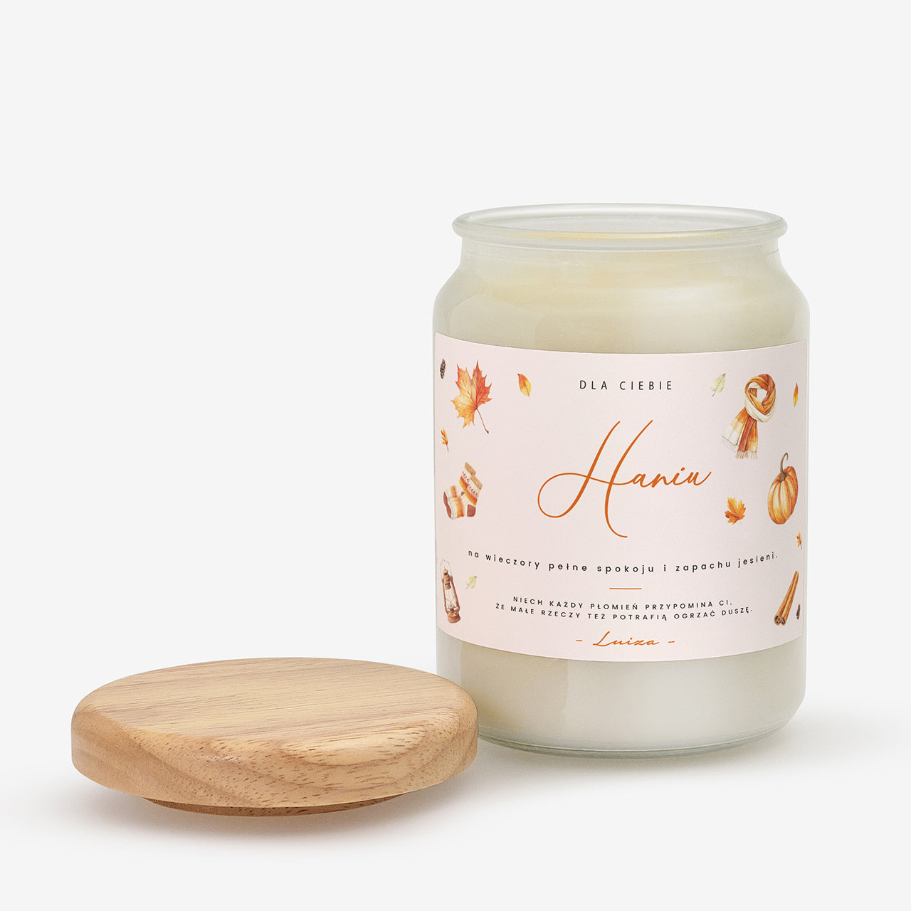 Personalizowana świeca dla jesieniary wyjątkowy prezent dla jesieniary świeca świeczka personalizowana