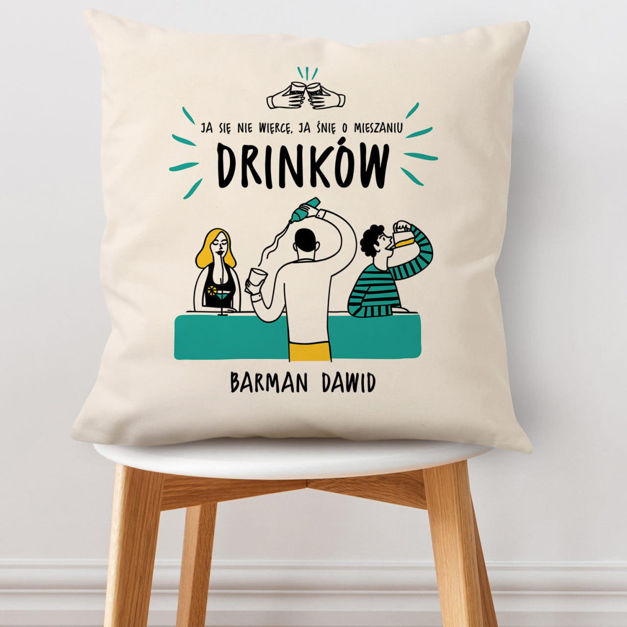 Poduszka dla barmana prezent dla faceta personalizowana poduszka prezent dla barmana