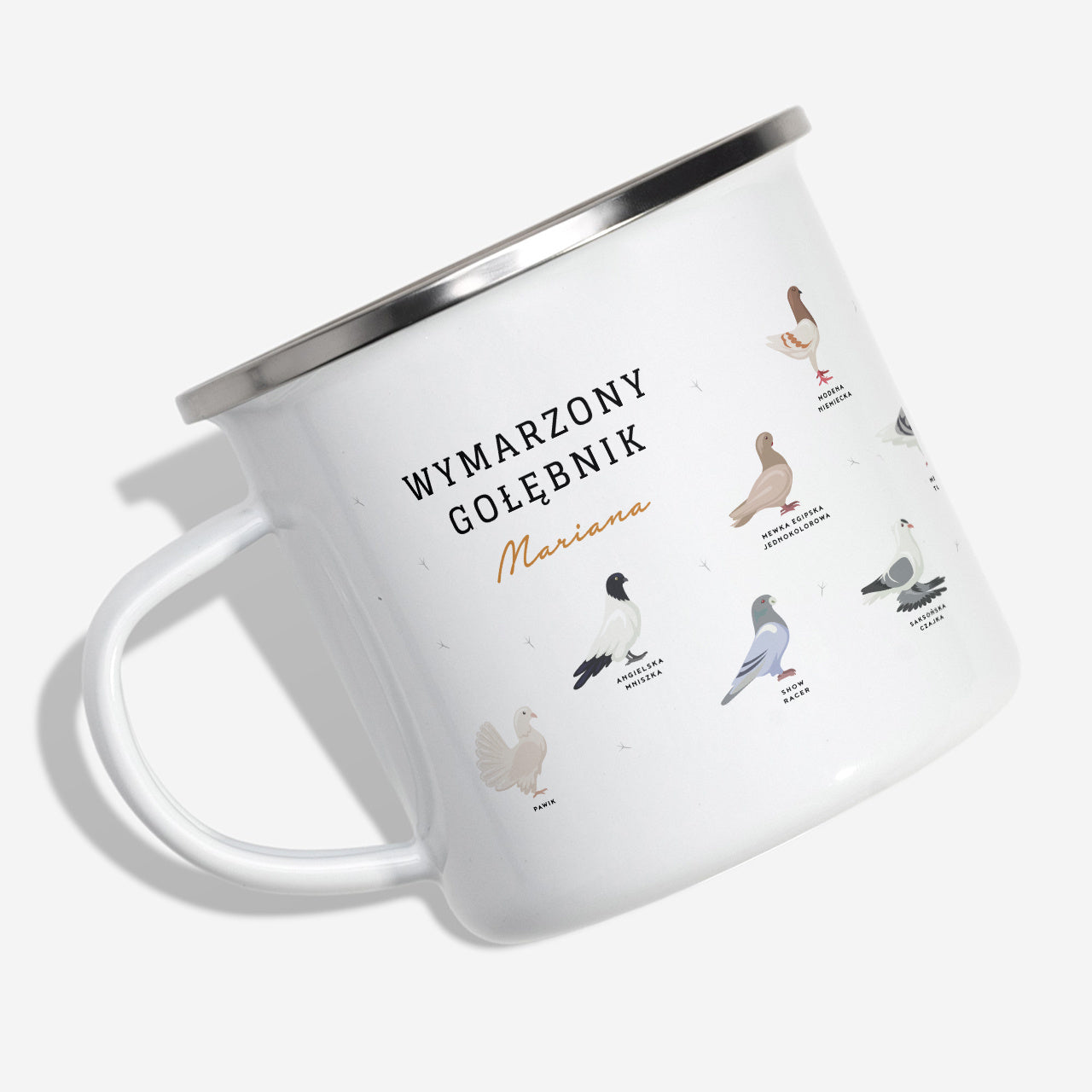  Personalizowany kubek dla hodowcy gołębi prezent dla hodowcy gołębi kubek emaliowany
