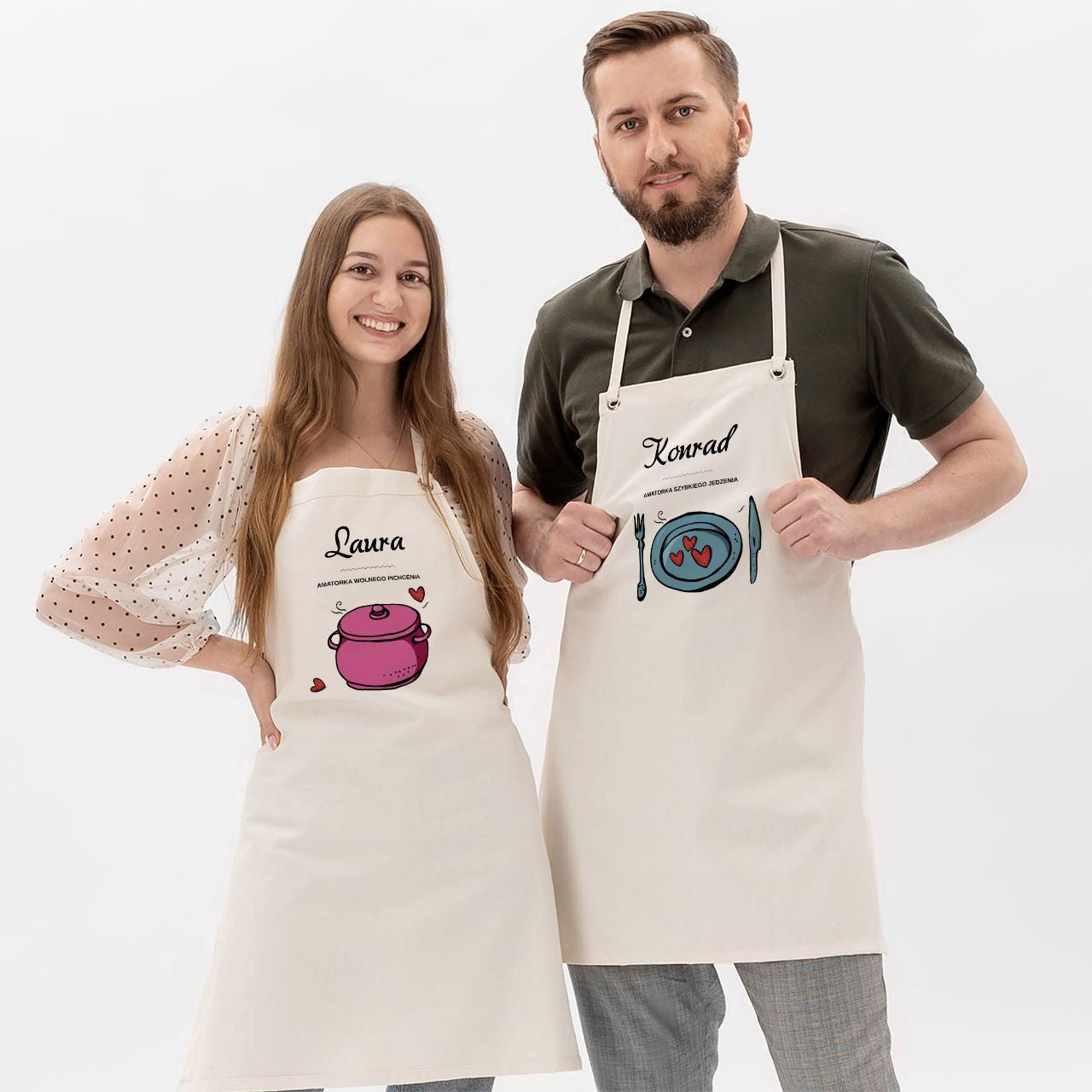 Komplet fartuchów na prezent ślubny komplet fartuchów fartuchy personalizowane prezent dla pary