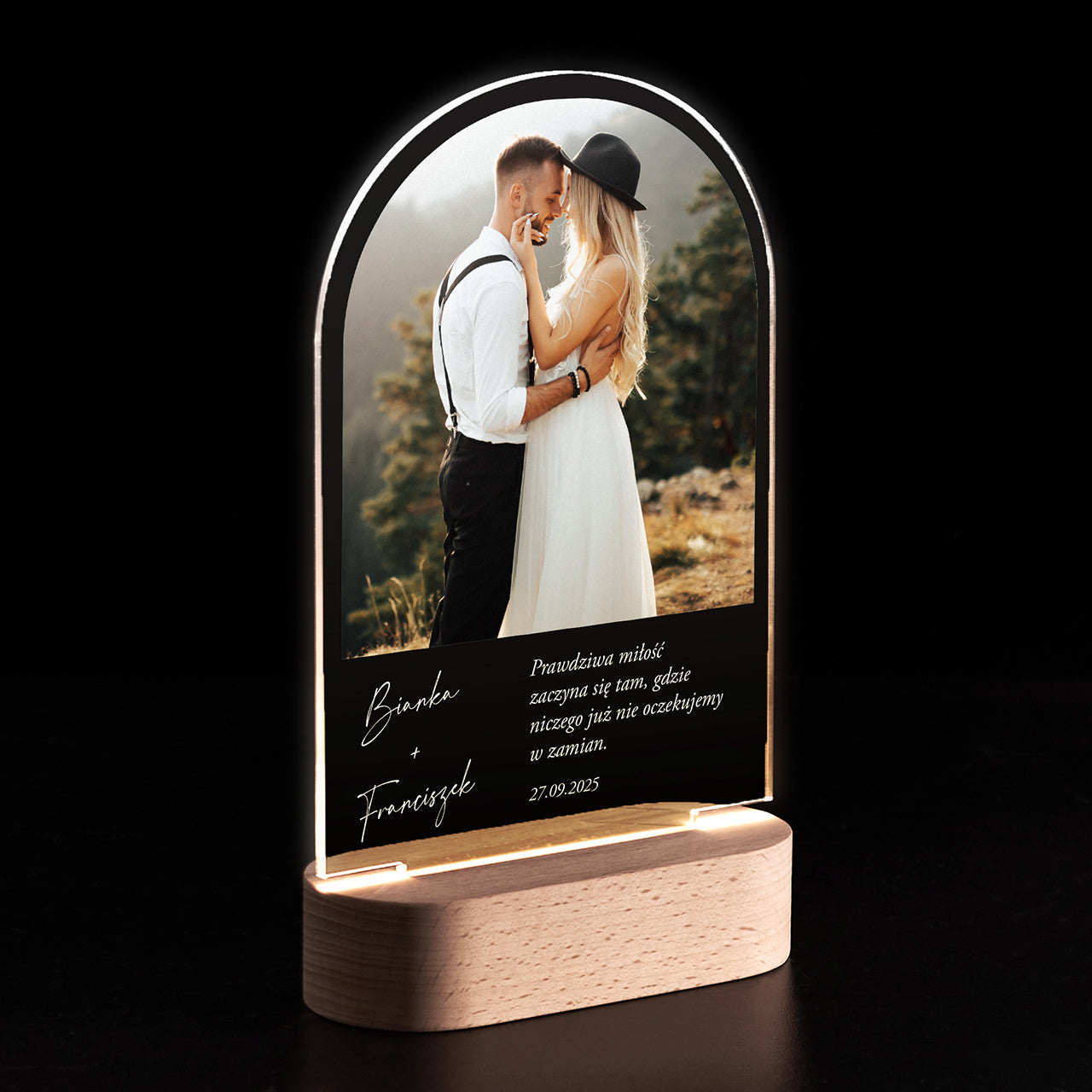 Lampka led z personalizacją - pamiątka ślubna dla Pary Młodej romantyczny prezent na wesele dla pary młodej