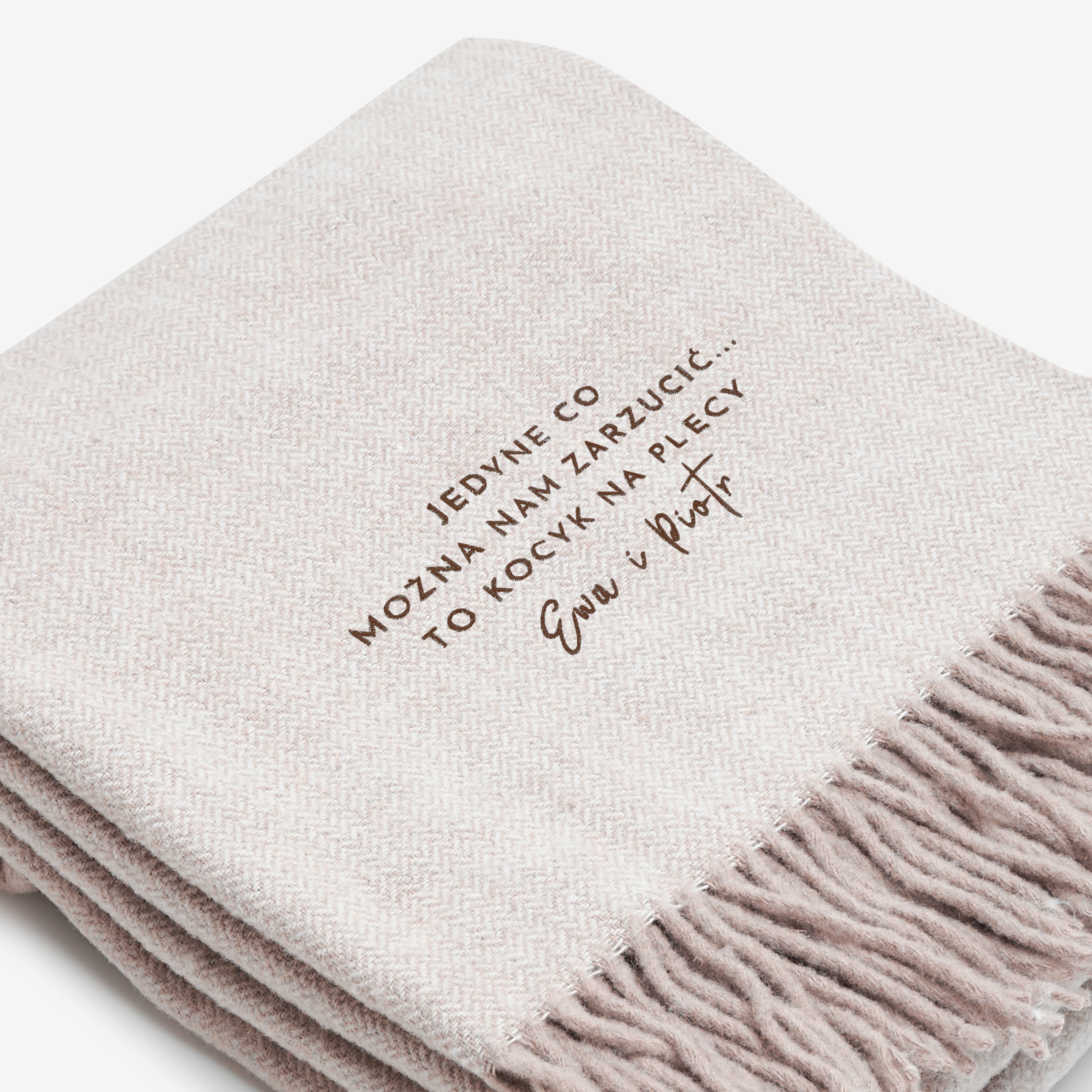 Koc wełniany - Zarzut - zabawny prezent ślubny koc z wełny prezent na ślub personalizowany koc beżowy koc