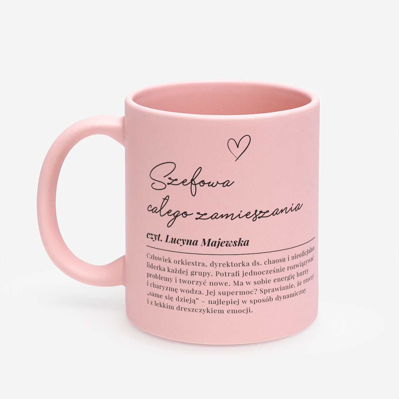 Różowy kubek dla niej - szefowa zamieszania kubek personalizowany dla niej śmieszny kubek