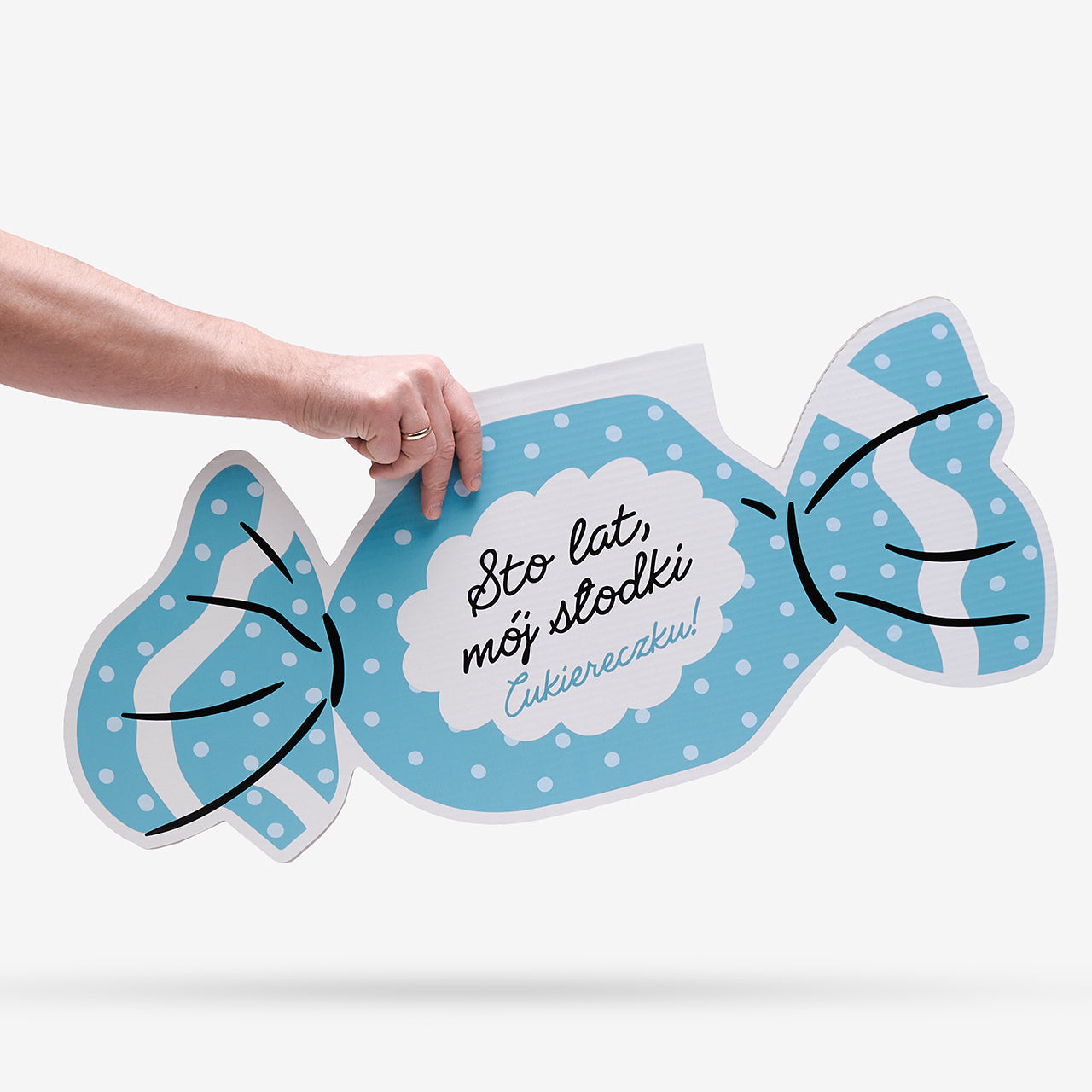 Duża kartka dla niego – cukiereczek kartka personalizowana dla chłopaka śmieszna kartka urodzinowa dla niego