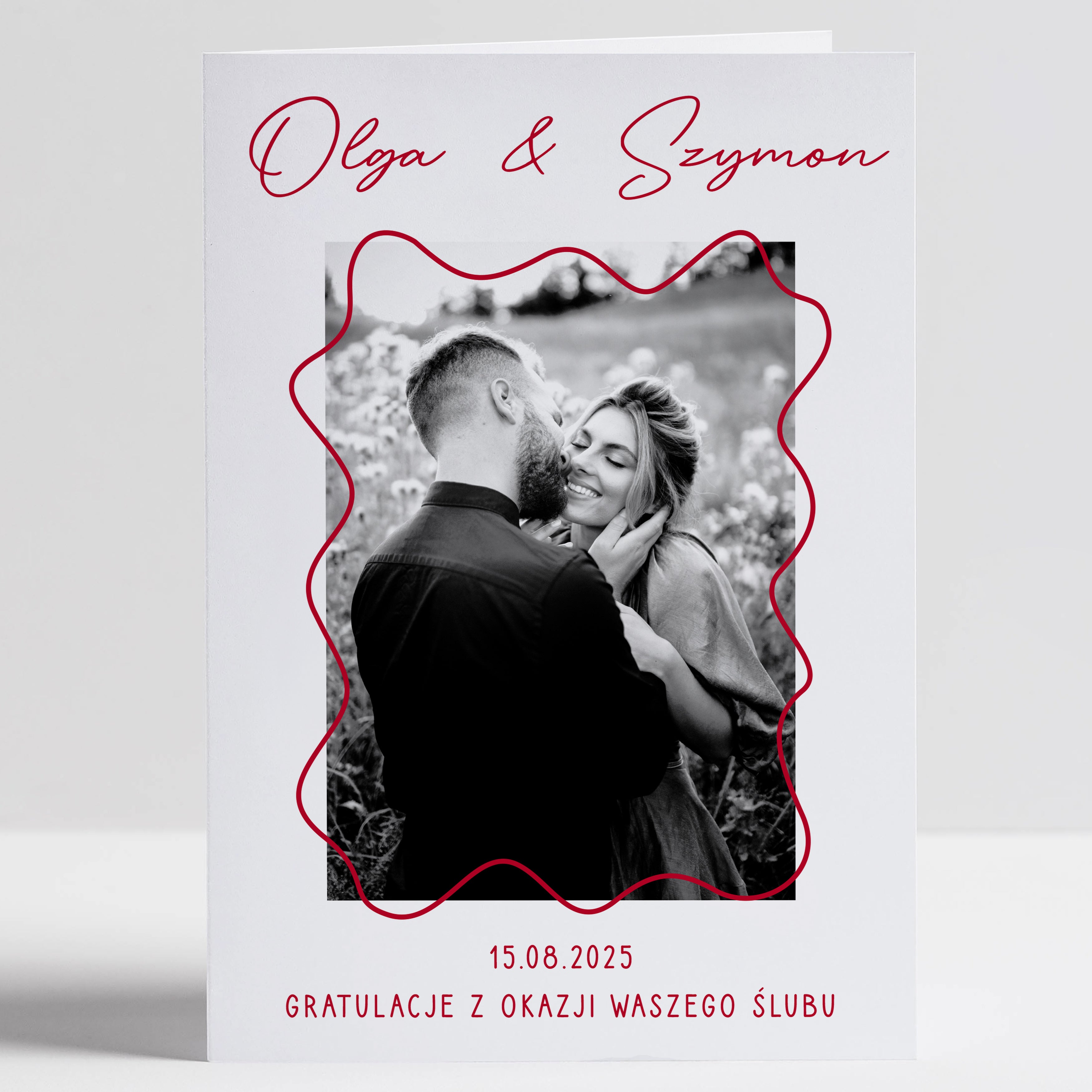 Kartka ślubna ze zdjęciem - Gratulacje prezent na ślub kartka ślubna personalizowana ze zdjęciem