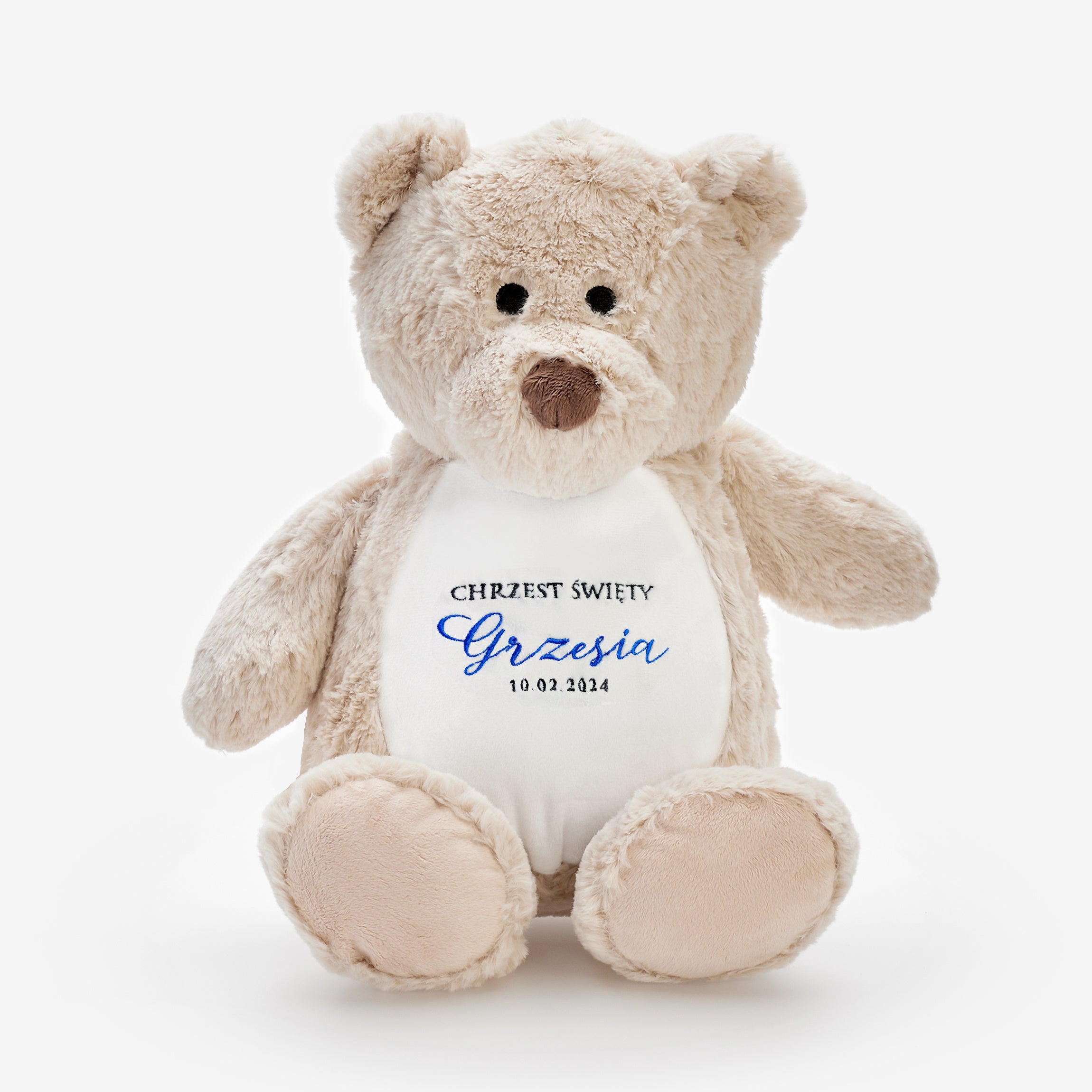 Maskotka na Chrzest dla chłopca - personalizowany miś