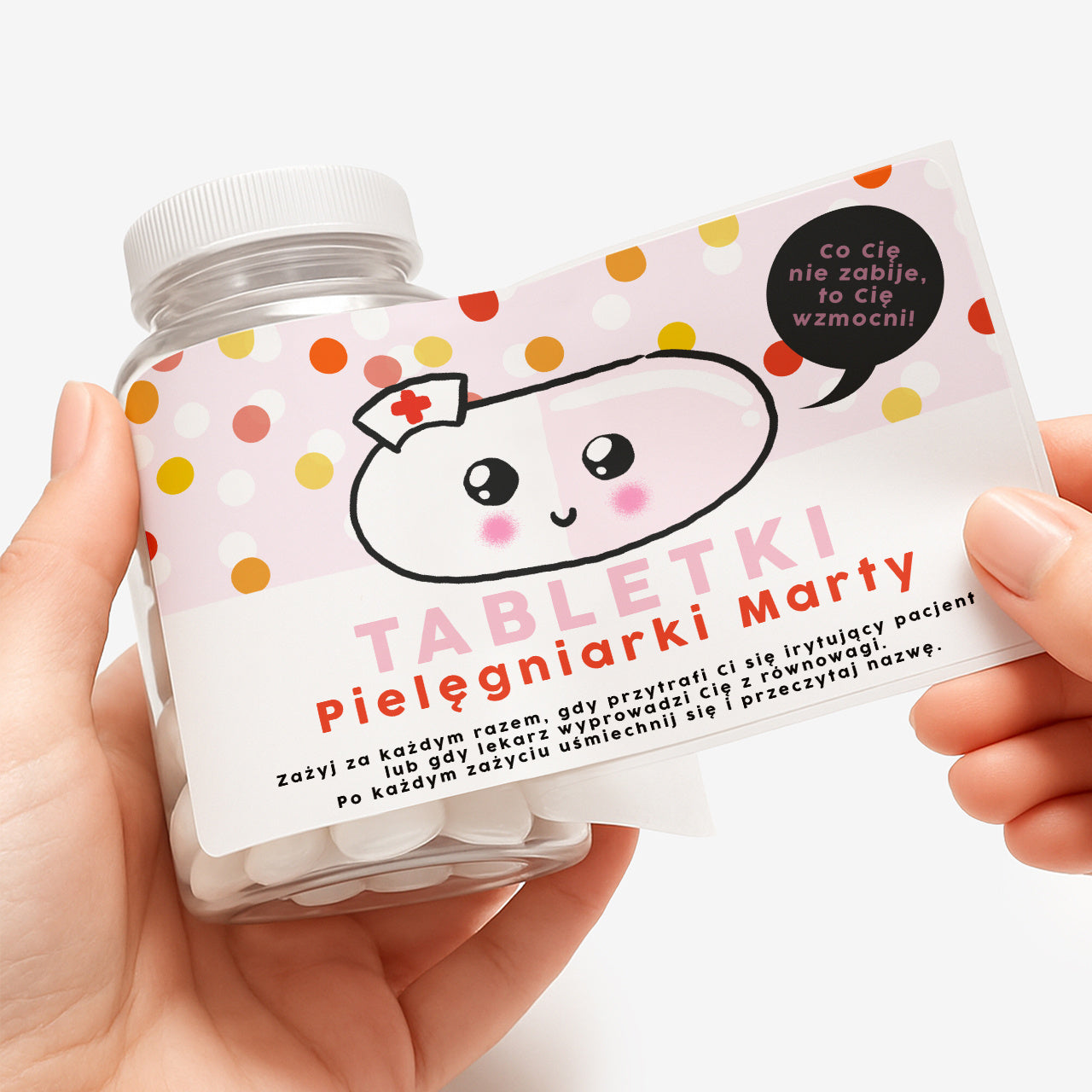 Opakowanie na cukierki z personalizowaną etykietą - prezent dla pielęgniarki