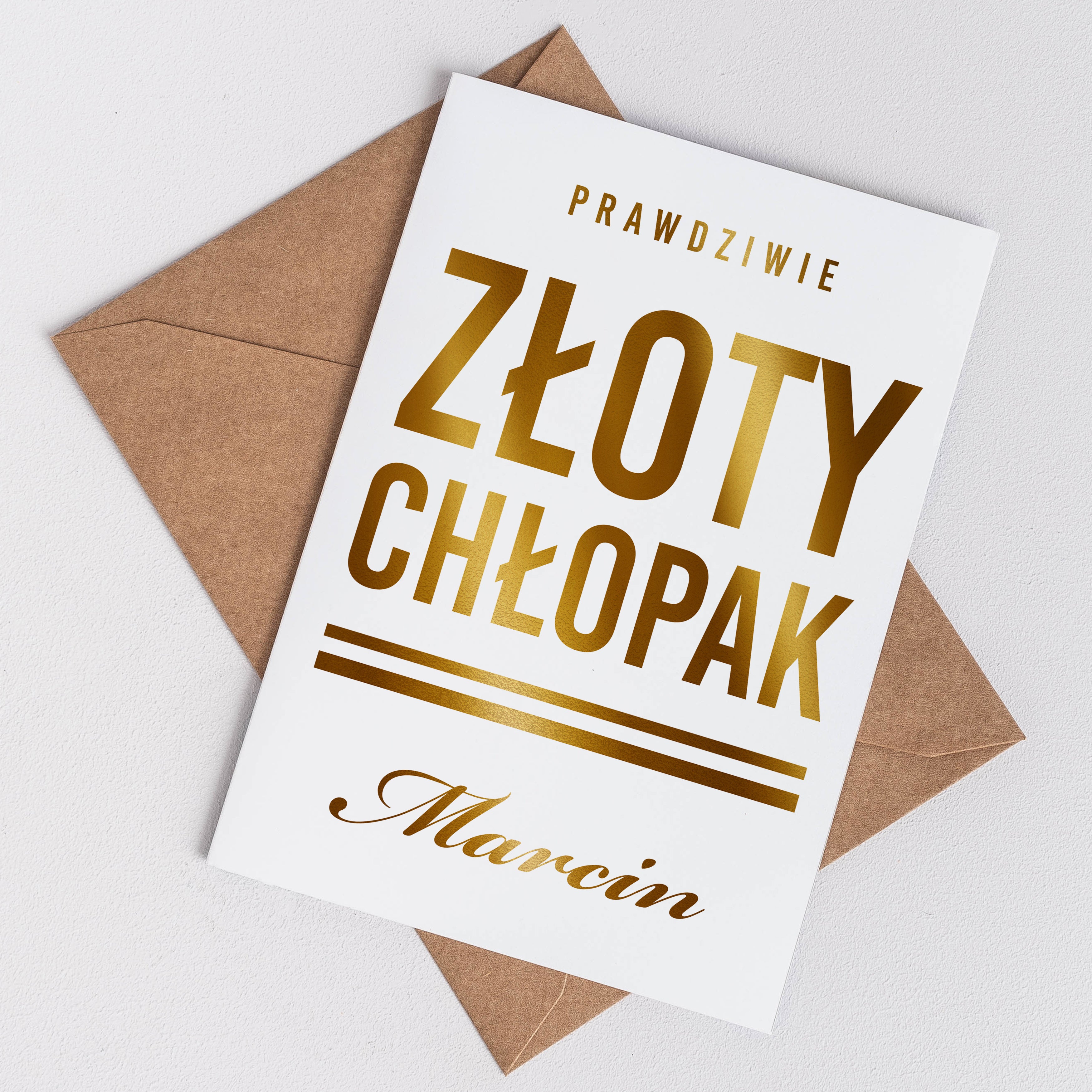 Kartka ze złoceniem na Dzień Chłopaka