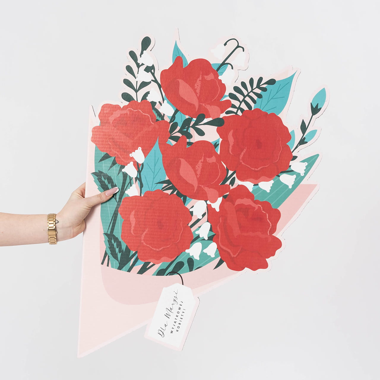 Duża kartka xxl bukiet kwiatów upominek na dzień kobiet upominek dla kobiety personalizowana kartka