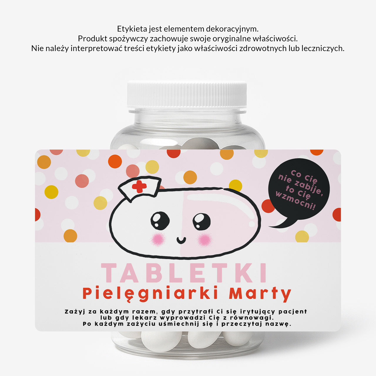 Opakowanie na cukierki z personalizowaną etykietą - prezent dla pielęgniarki pudełko na cukierki