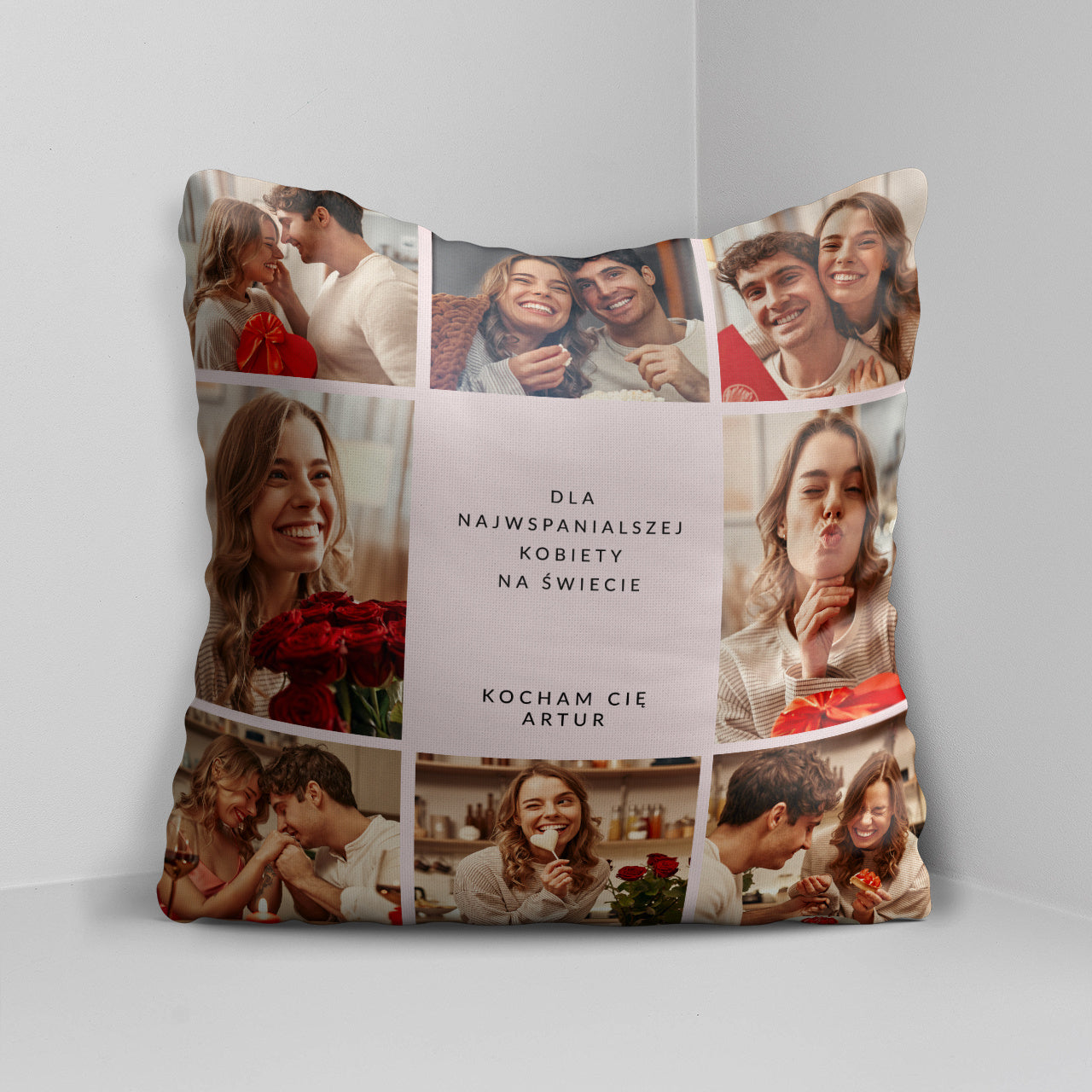 Personalizowana poduszka na Dzień Kobiet - kolaż zdjęć