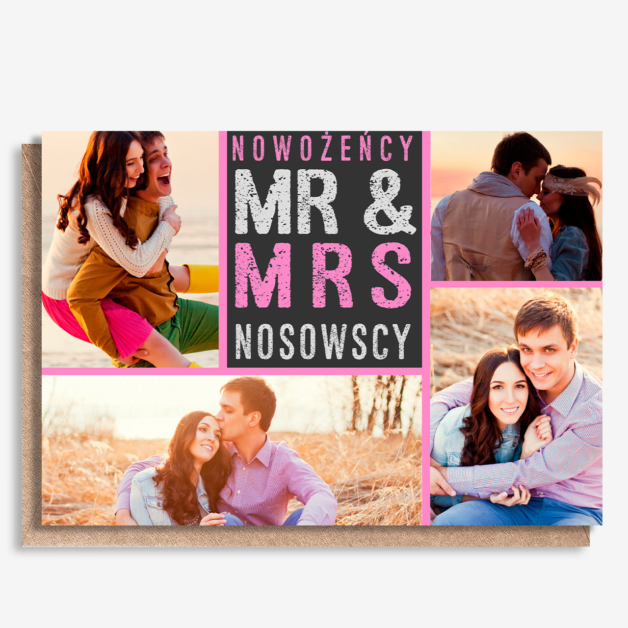 Personalizowana kartka na ślub - kolaż zdjęć personalizowana kartka ślubna