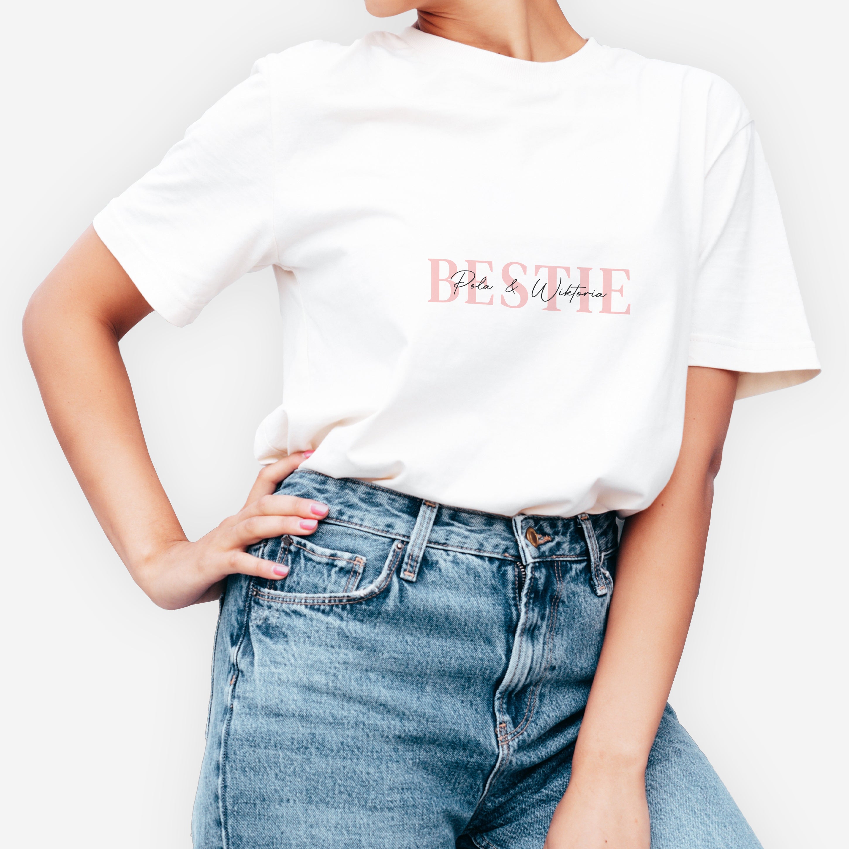 Personalizowana koszulka dla przyjaciółki - Bestie - S prezent dla przyjaciółki koszulka personalizowana