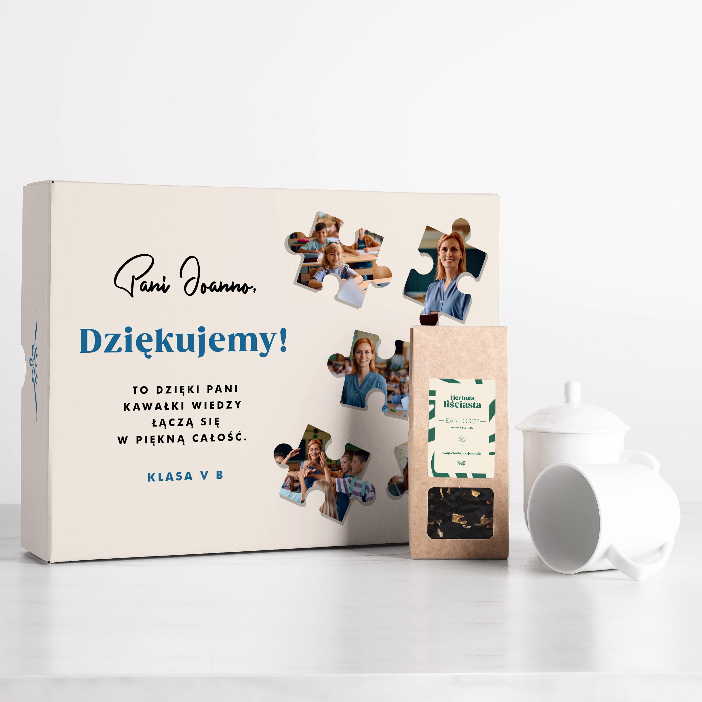 Zestaw kubków z herbatą - Puzzle - prezent na Dzień Nauczyciela prezent dla wychowawczyni na Dzień Nauczyciela