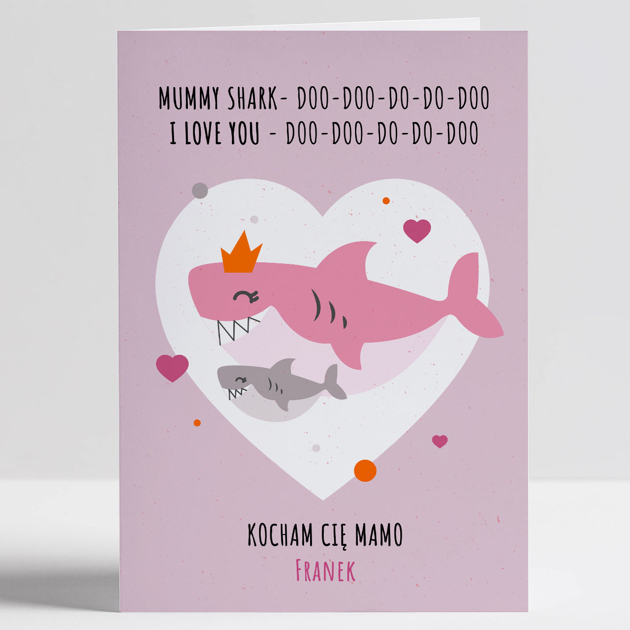 Kartka od dziecka dla mamy - Mummy Shark kartka dla mamy kartka na dzień mamy upominek dla mamy 