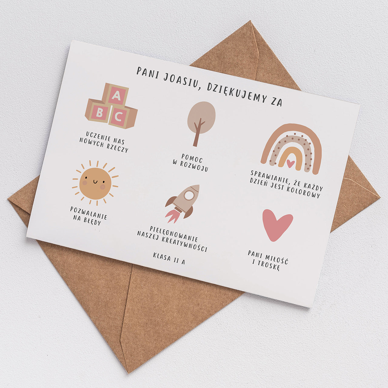 Karta personalizowana - podziękowanie dla przedszkolanki kartka dla przedszkolanki na koniec roku