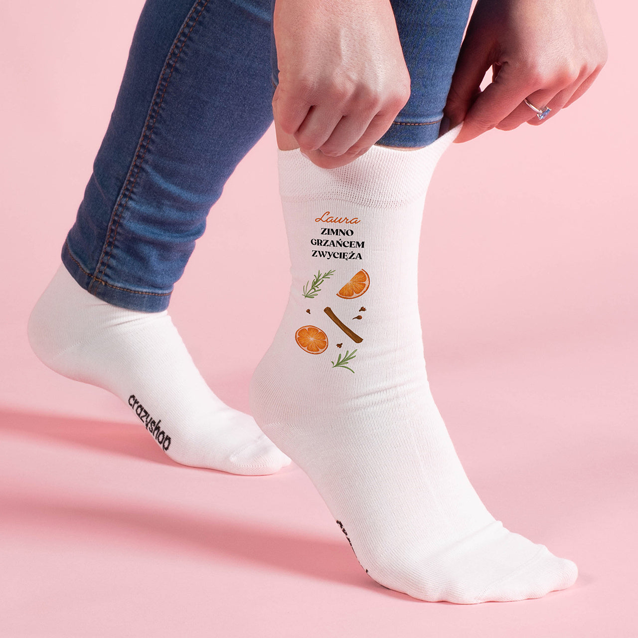 Świąteczne personalizowane skarpetki - grzaniec r. 42-45 drobny upominek dla chłopaka świąteczne skarpetki