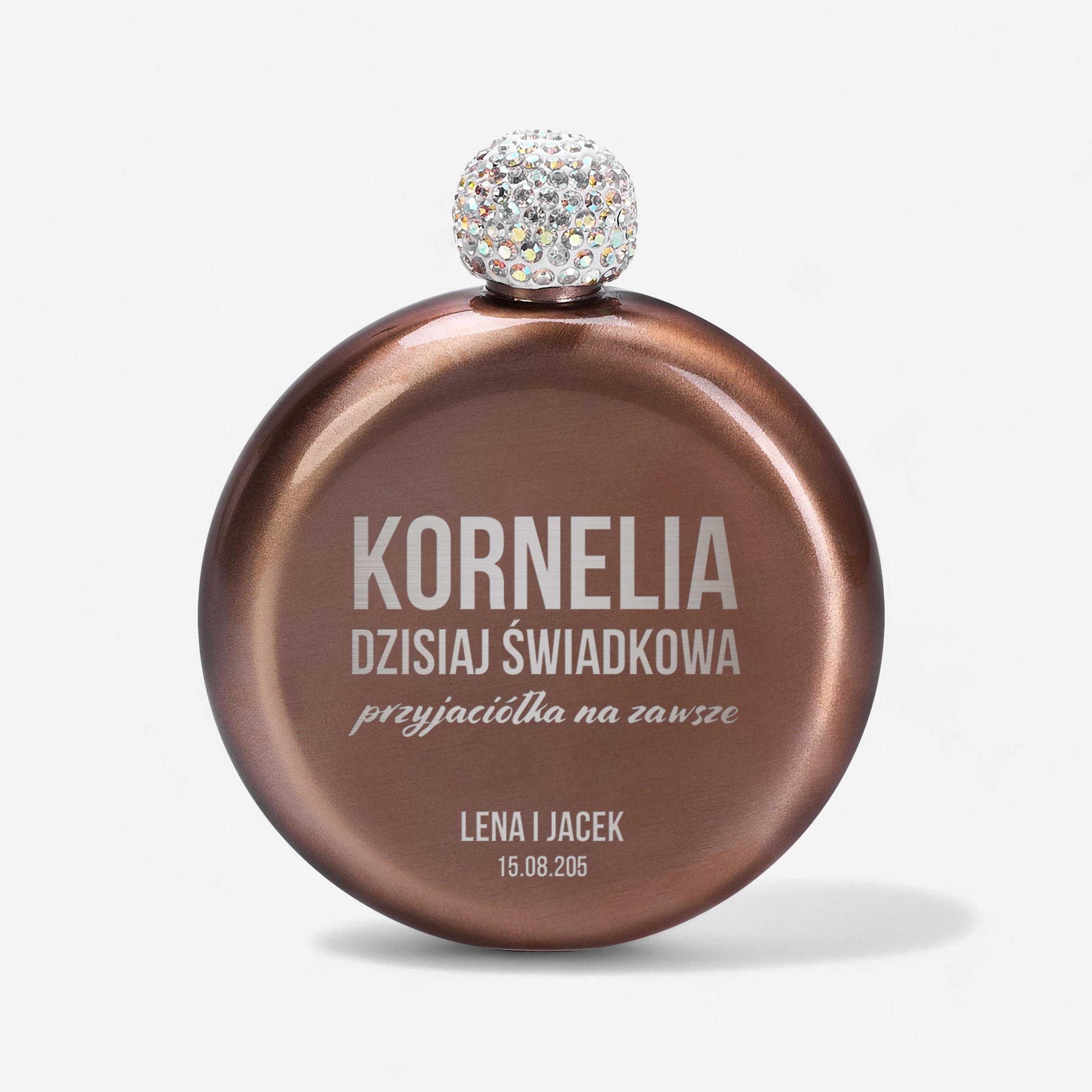 Grawerowana piersiówka damska - podziękowania dla świadkowej