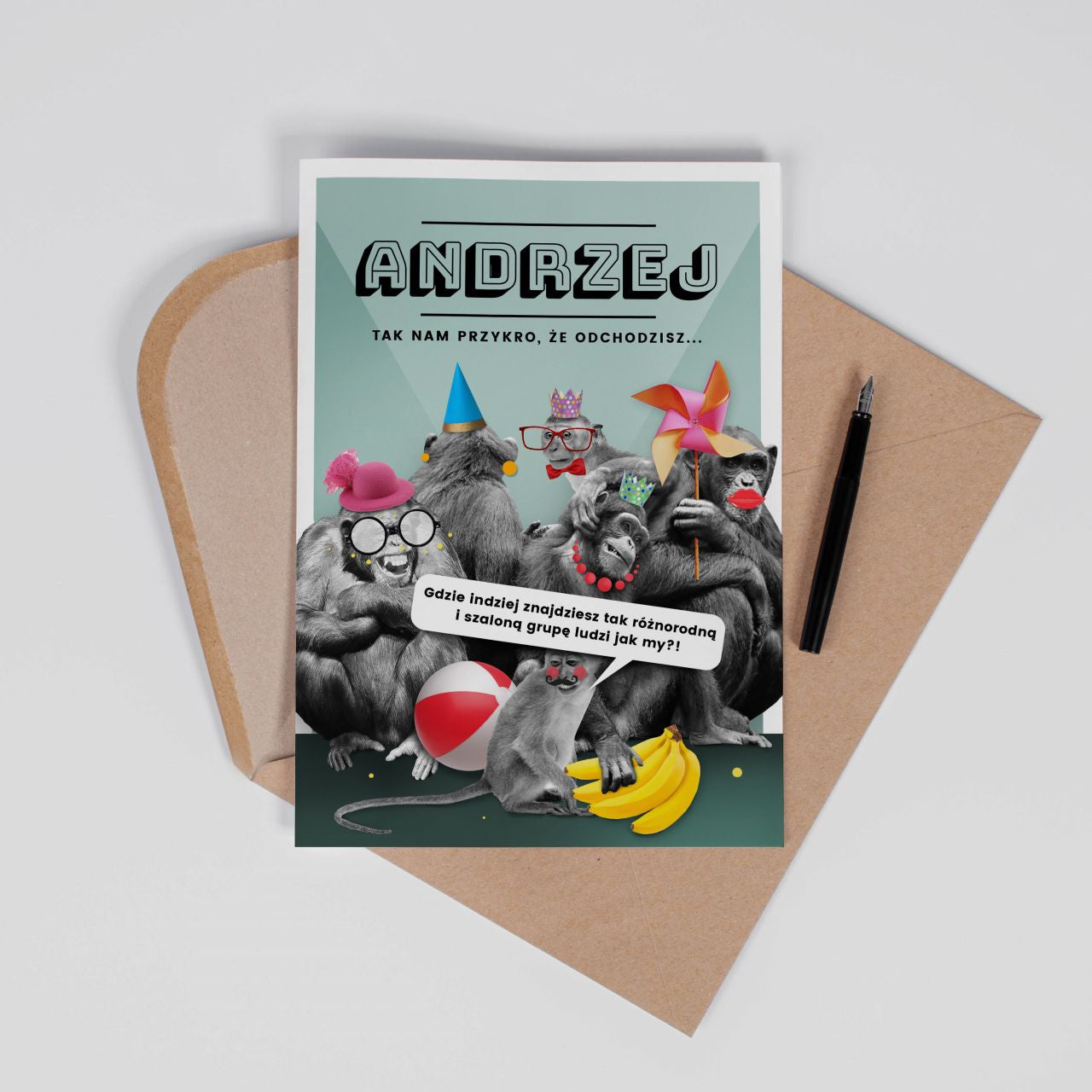 Duża kartka dla osoby odchodzącej z pracy - prezent dla kolegi z pracy personalizowana kartka upominek dla kolegi