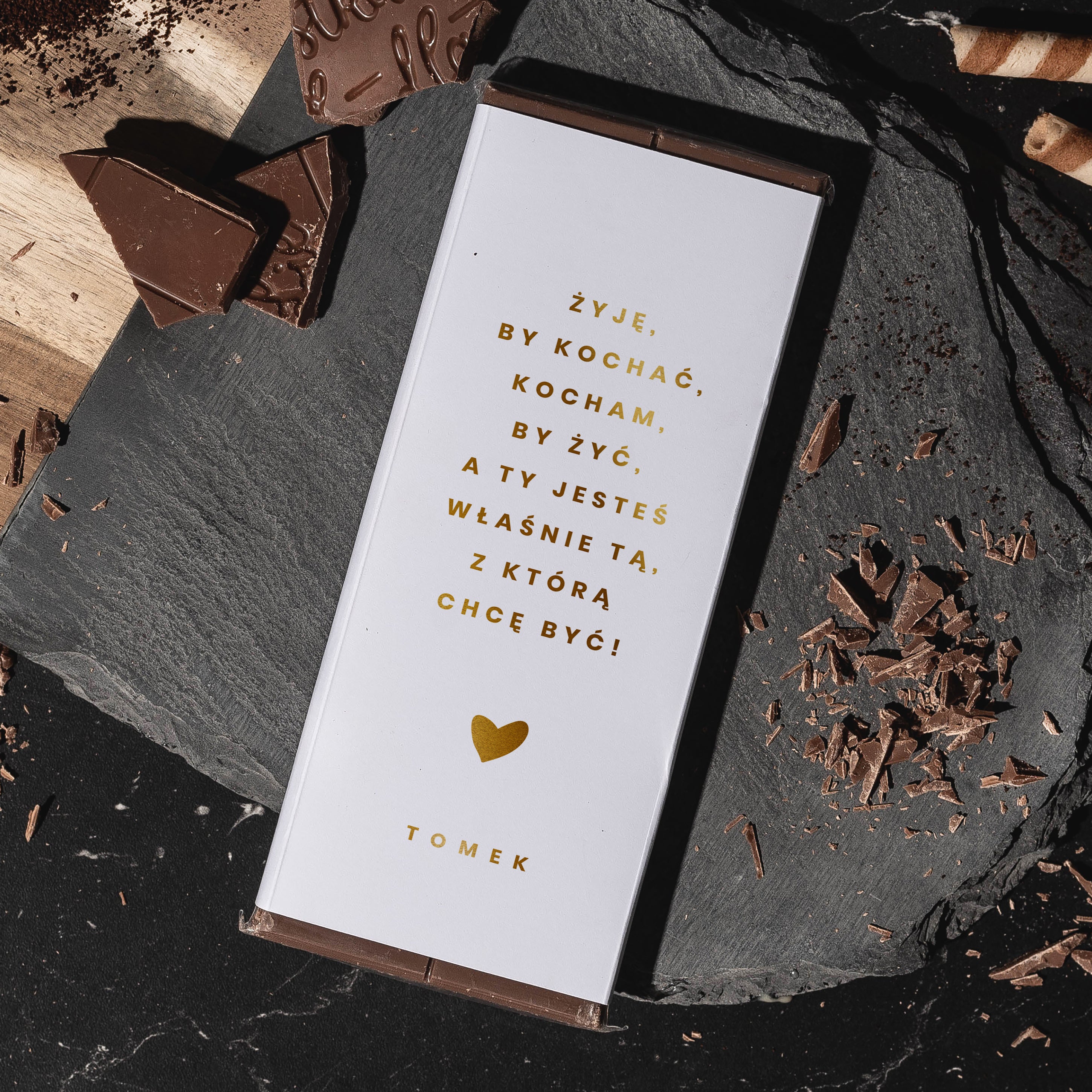 Czekolada ze złoceniem na Walentynki - czy zostaniesz moją walentynką? Słodki upominek czekolada na walentynki