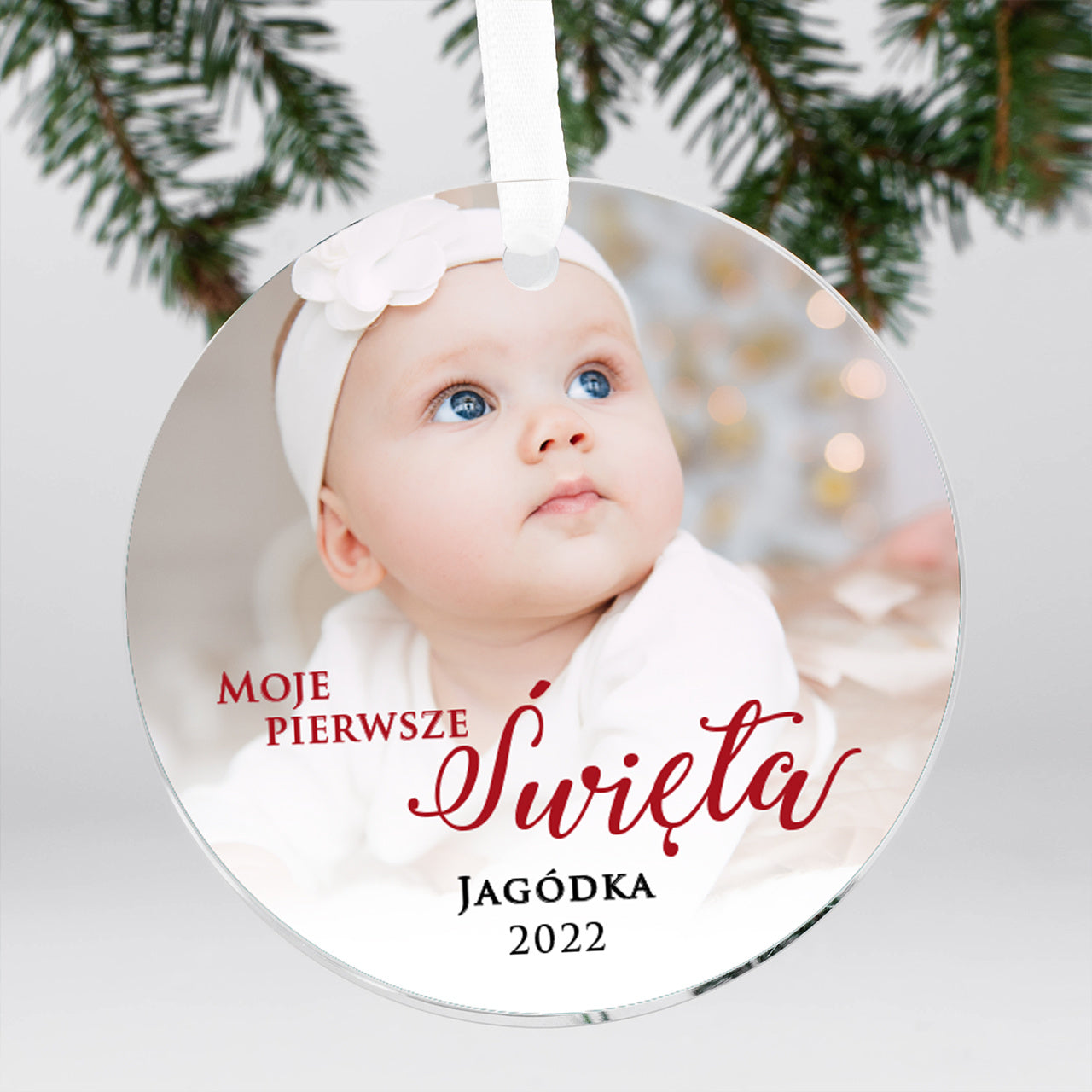 Szklana zawieszka ze zdjęciem - Moje Pierwsze Święta