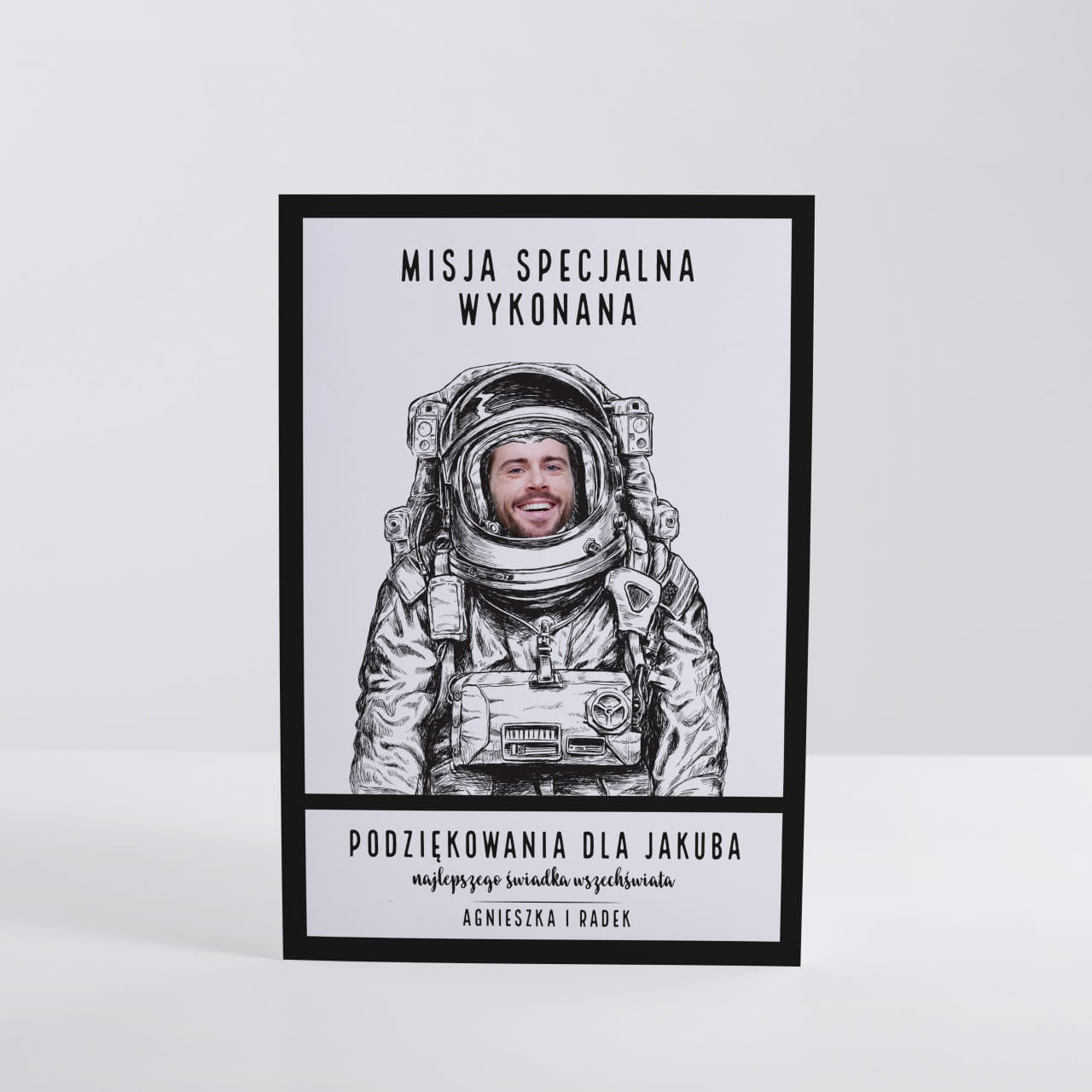 Kartka XXL dla świadka ze zdjęciem kartka personalizowana prezent dla świadka oryginalna kartka ze zdjęciem