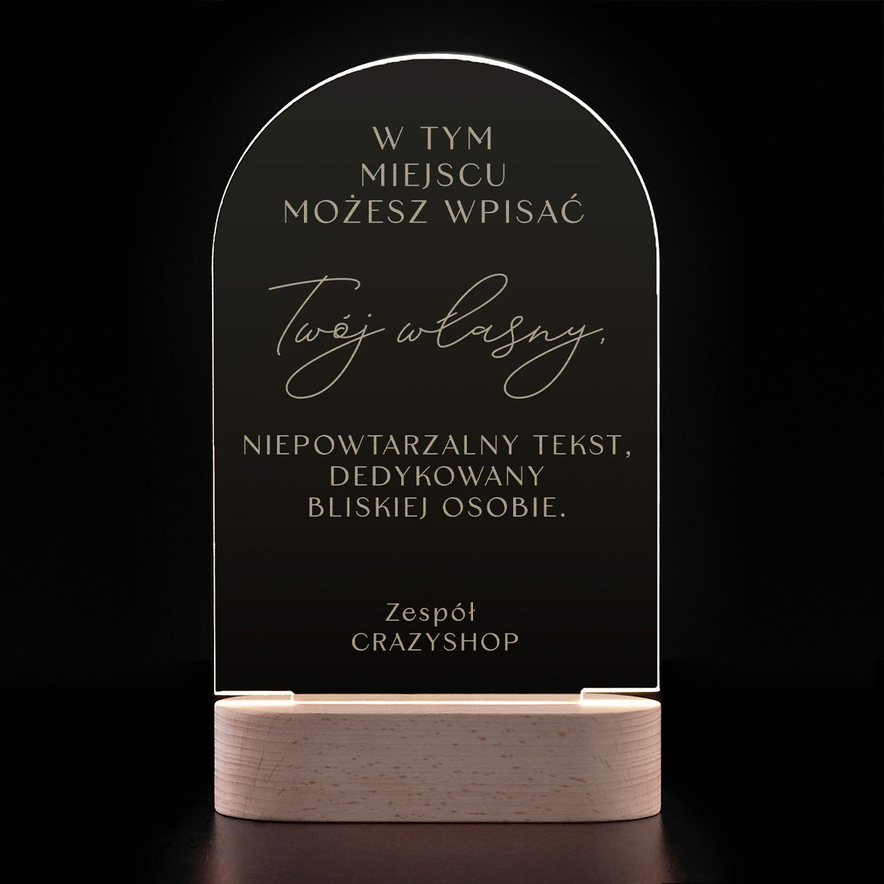 Lampka led z personalizacją - Twój Tekst