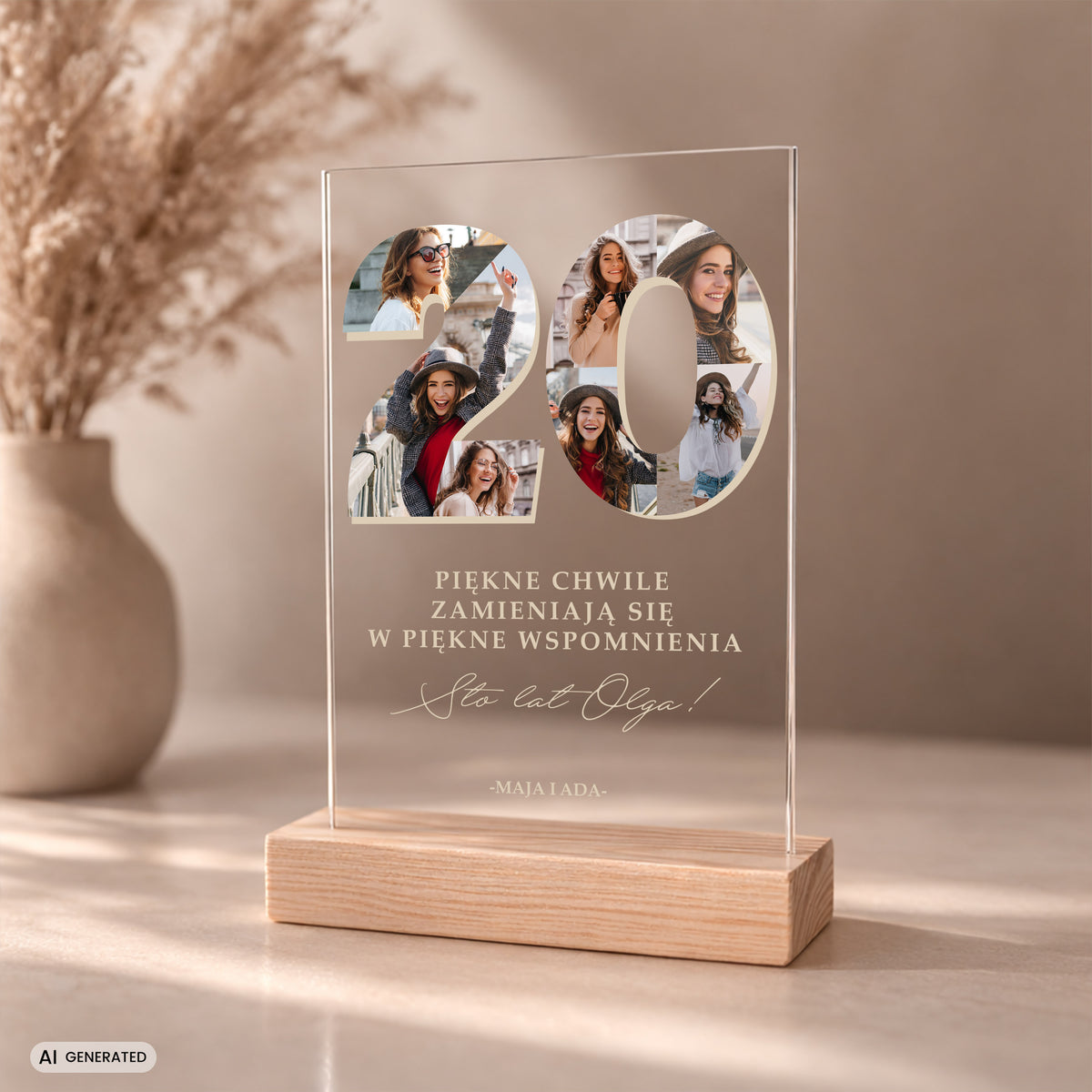 Statuetka personalizowana ze zdjęciami - prezent na 20. urodziny