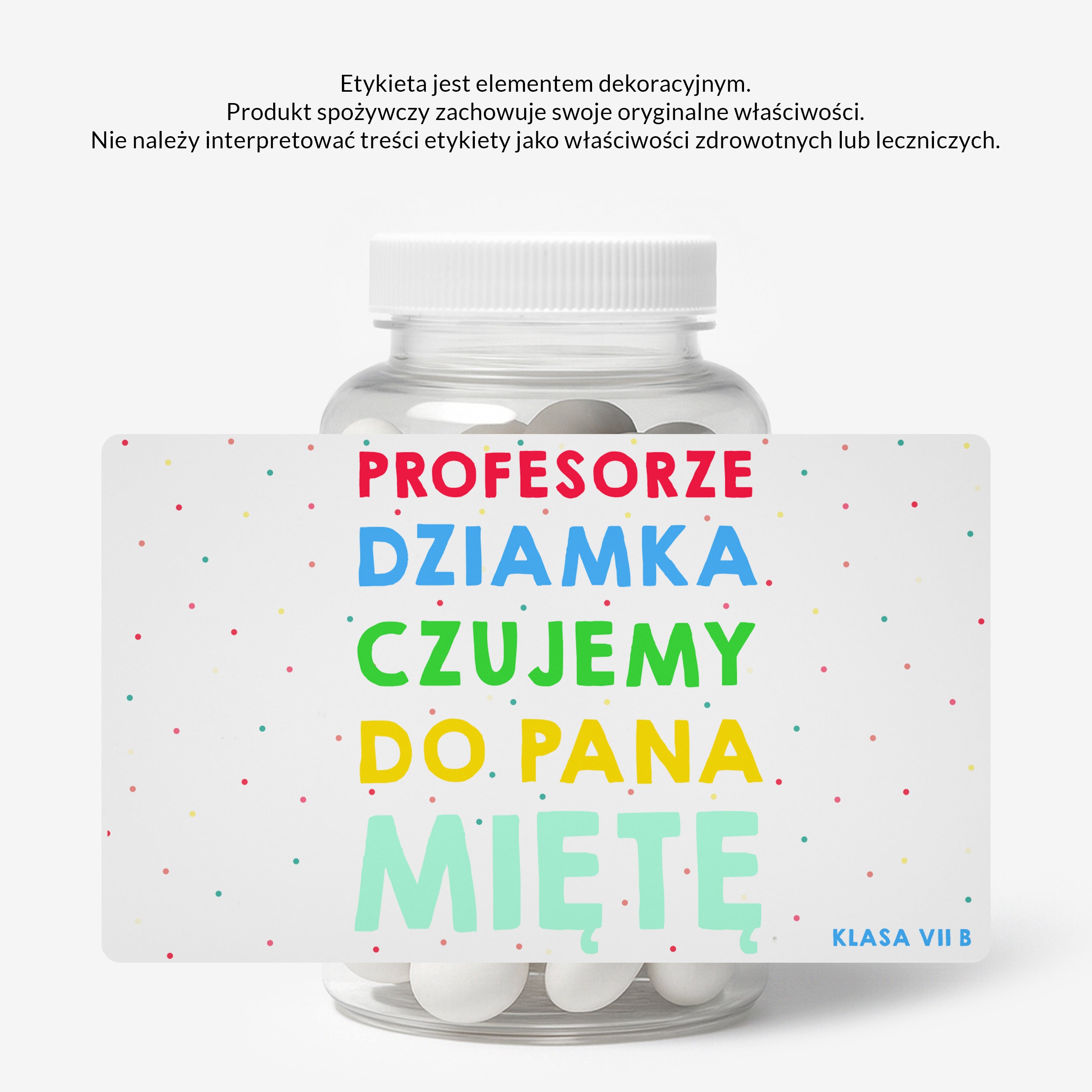 Miętówki + etykieta dekoracyjna do samodzielnego naklejenia - upominek dla nauczyciela