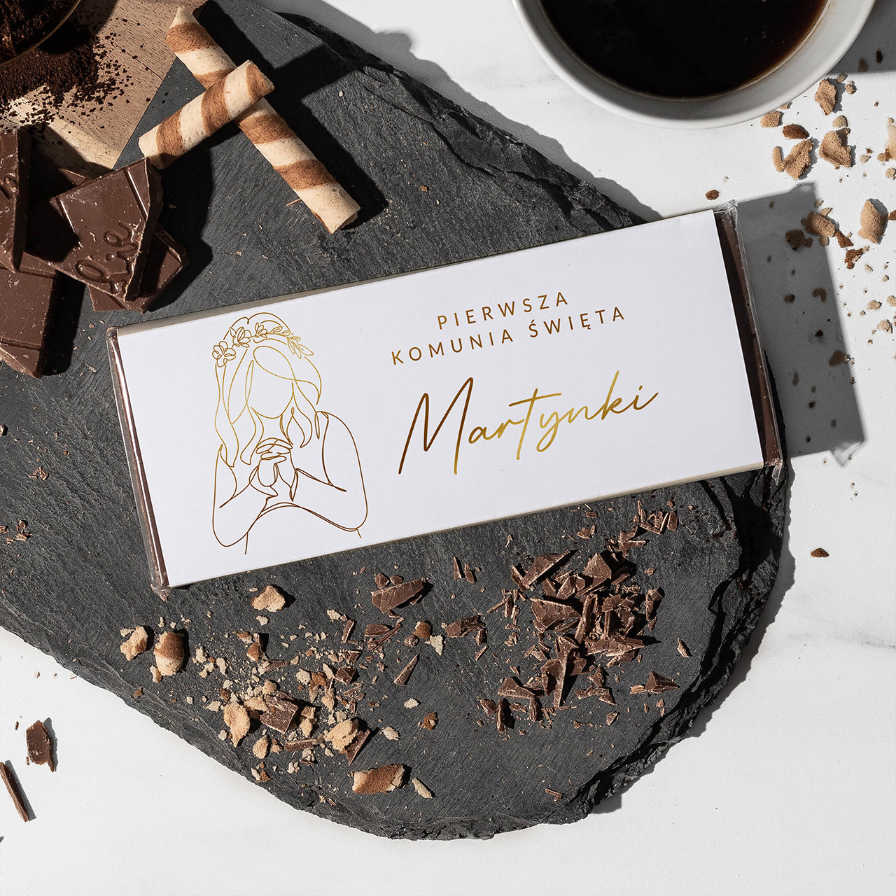 Czekolada z dedykacją - upominek na komunie dla dziewczynki  upominek komunijny dla dziewczynki
