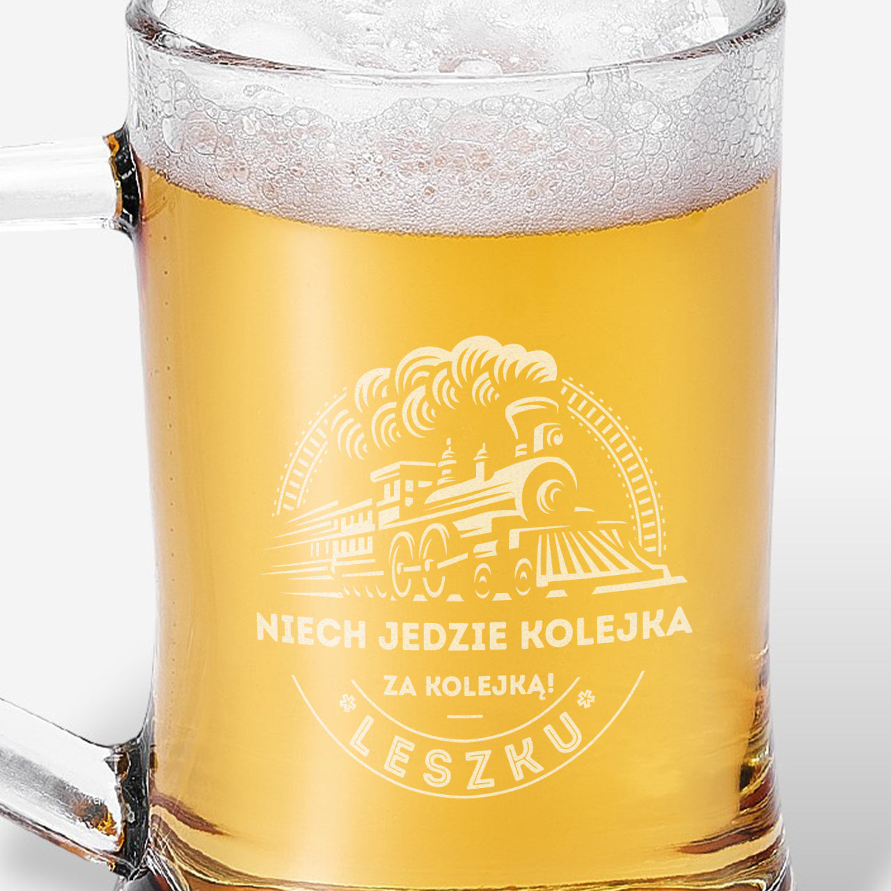 Grawerowany kufel dla kolejarza