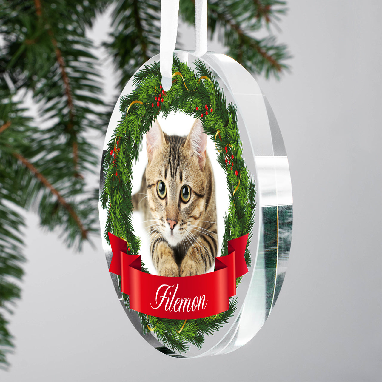 Personalizowana zawieszka na choinkę - prezent ze zdjęciem kota