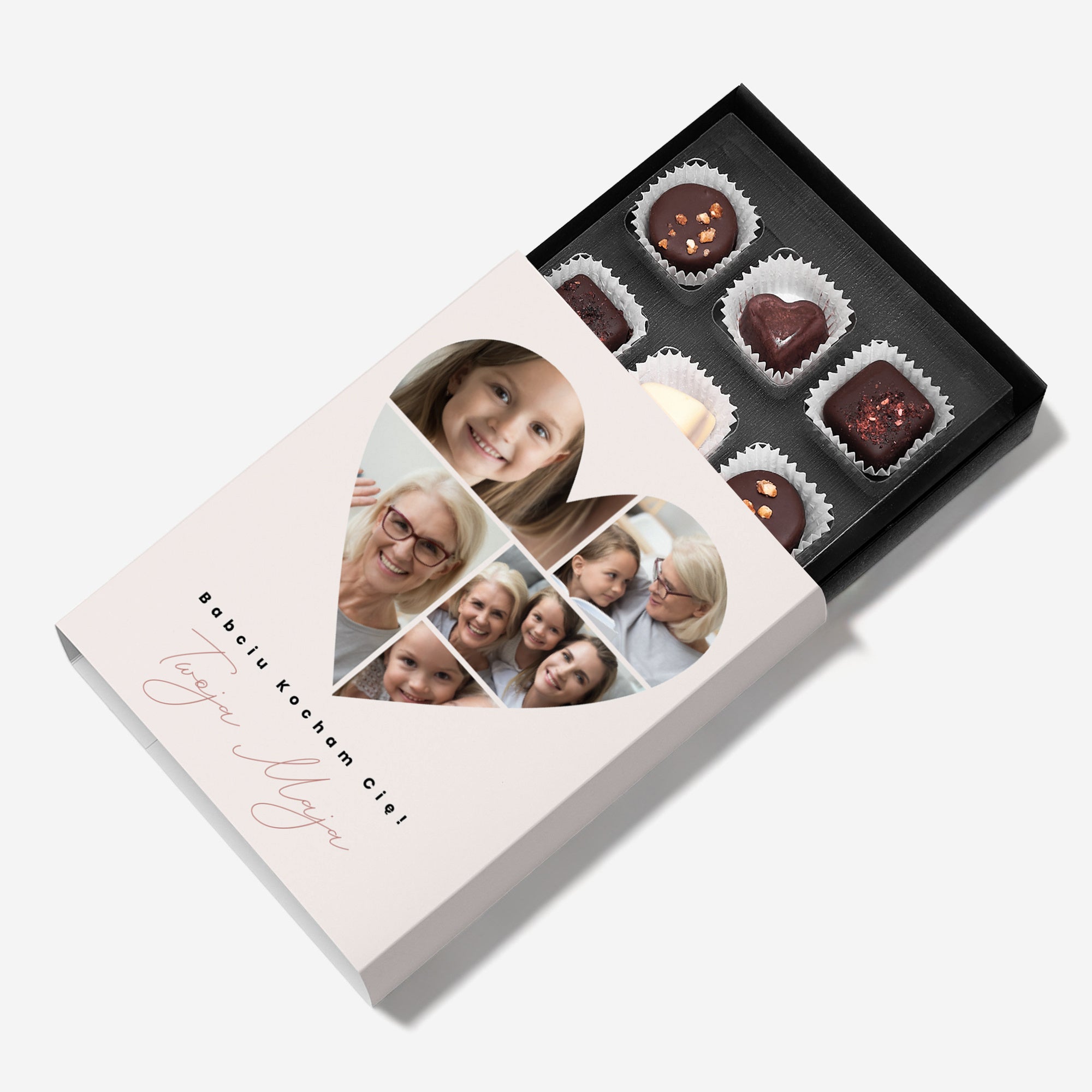 Czekoladki ze zdjęciem dla babci - serce